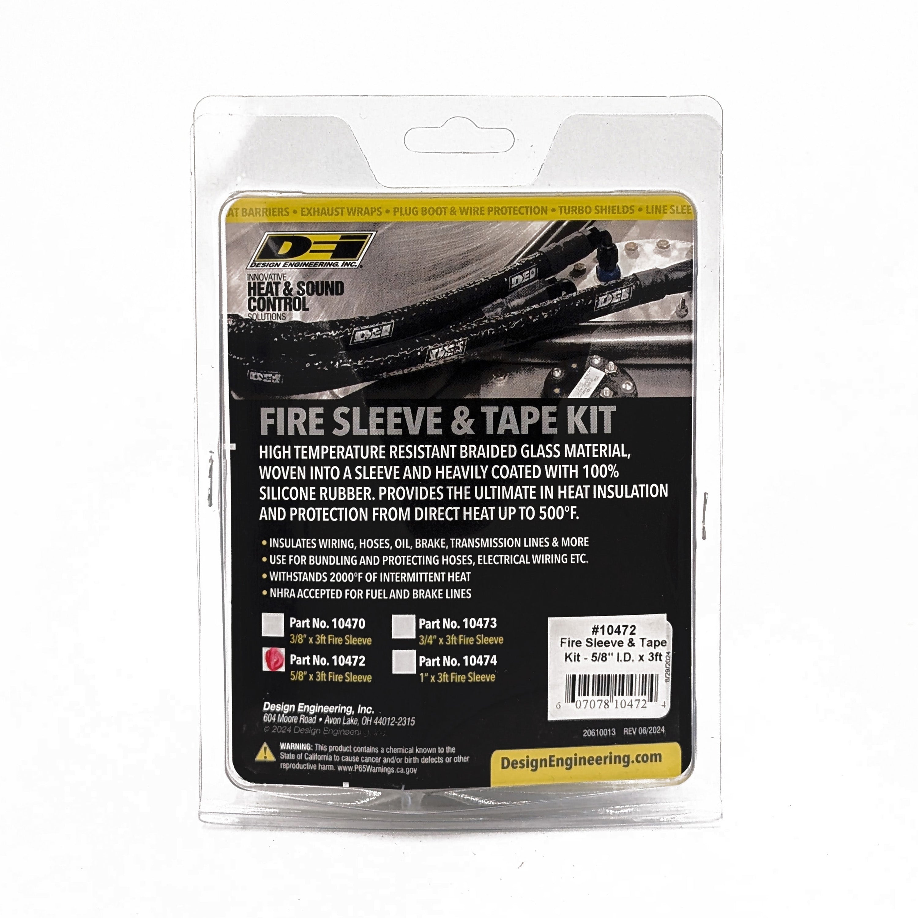 Design Engineering Fire Sleeve & Tape Kit 5/8in x 36in Heat Shrink Tubing 10472