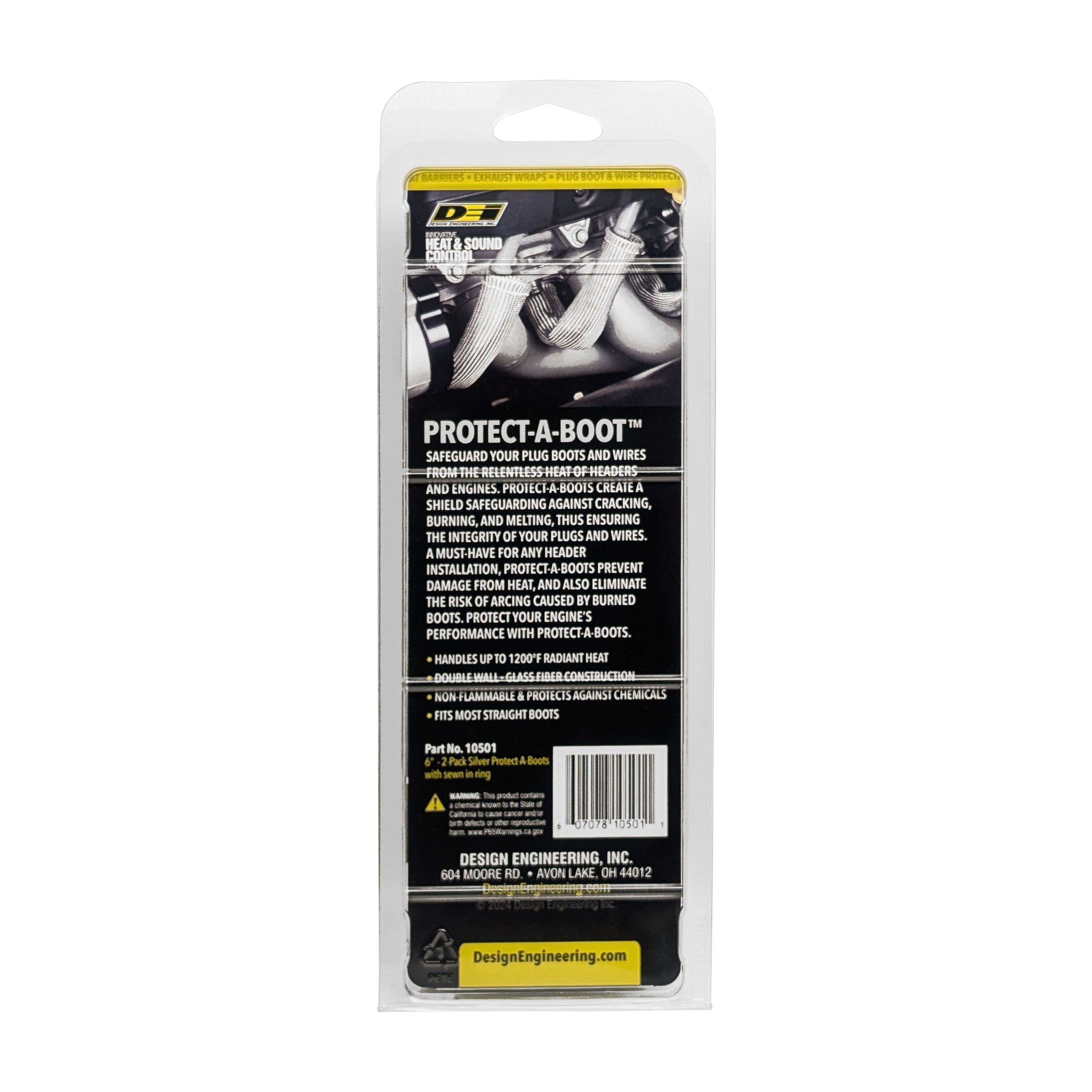 Design Engineering Two silver 6 inch Protect-A-Boots with internal metal ring. Spark Plug Boot Heat Sleeve