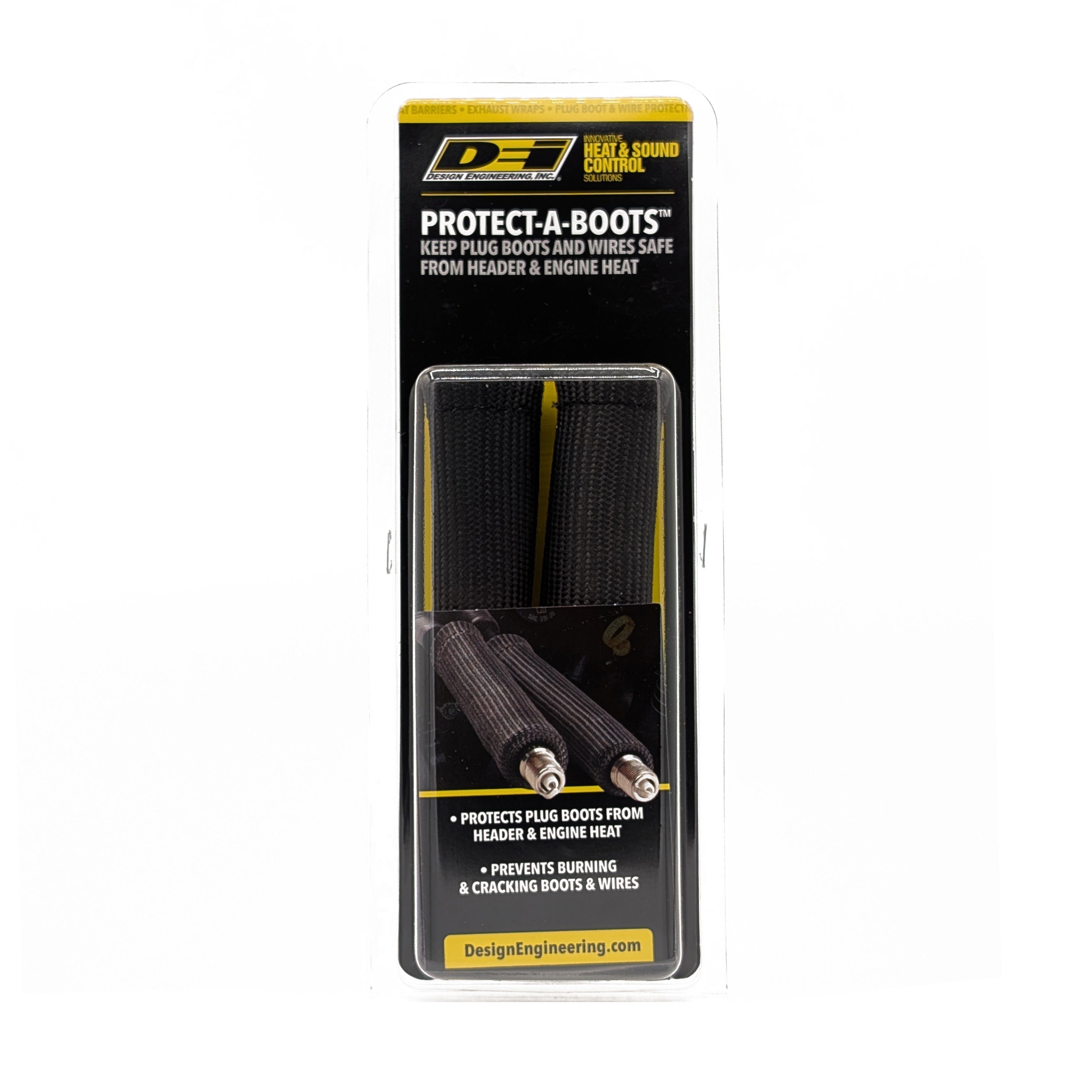 Design Engineering Two black 6 inch Protect-A-Boots with internal metal ring. Spark Plug Boot Heat Sleeve