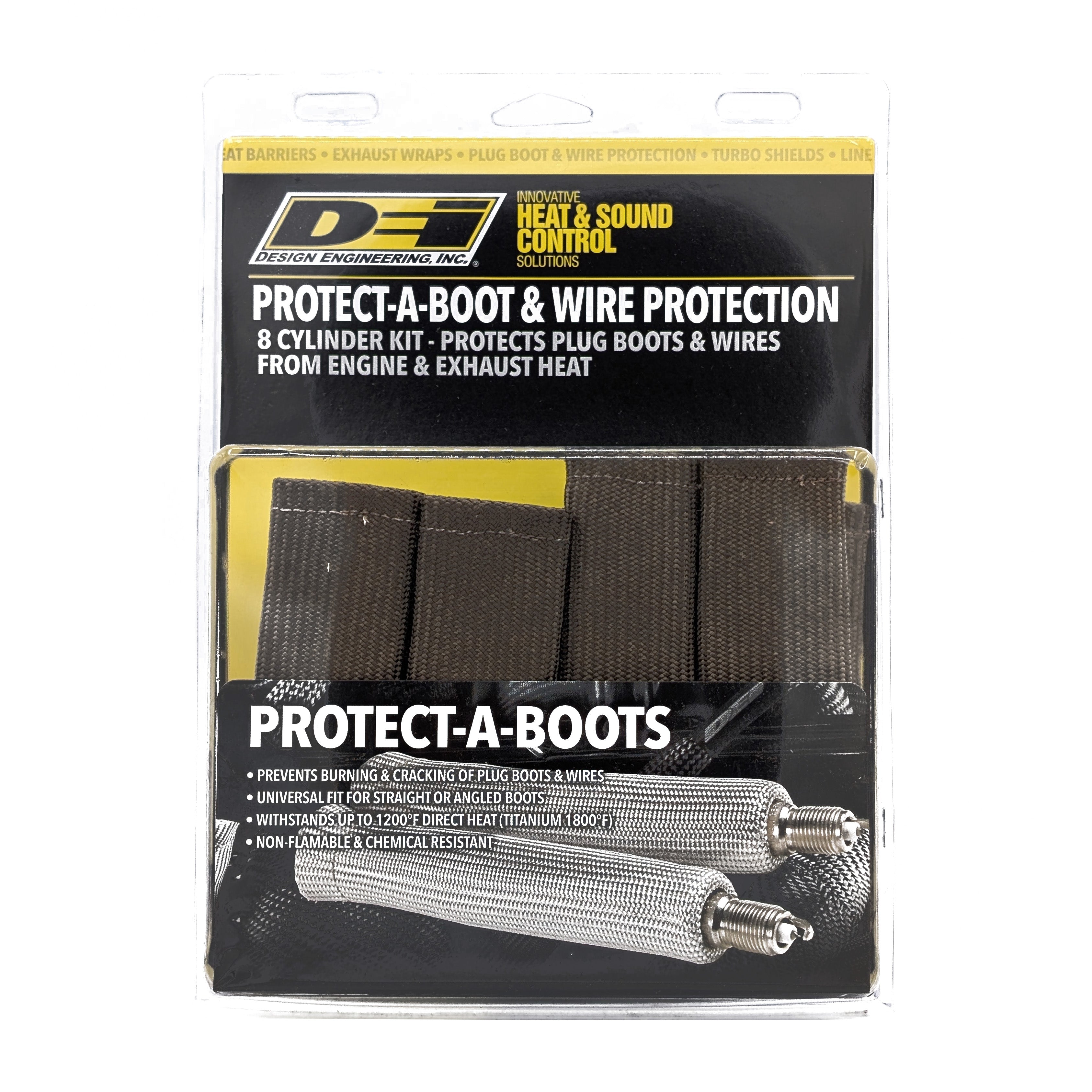 Design Engineering Protect-A-Boot Titanium XL 8in 8pk, Ringless Spark Plug Boot Heat Sleeve 10544