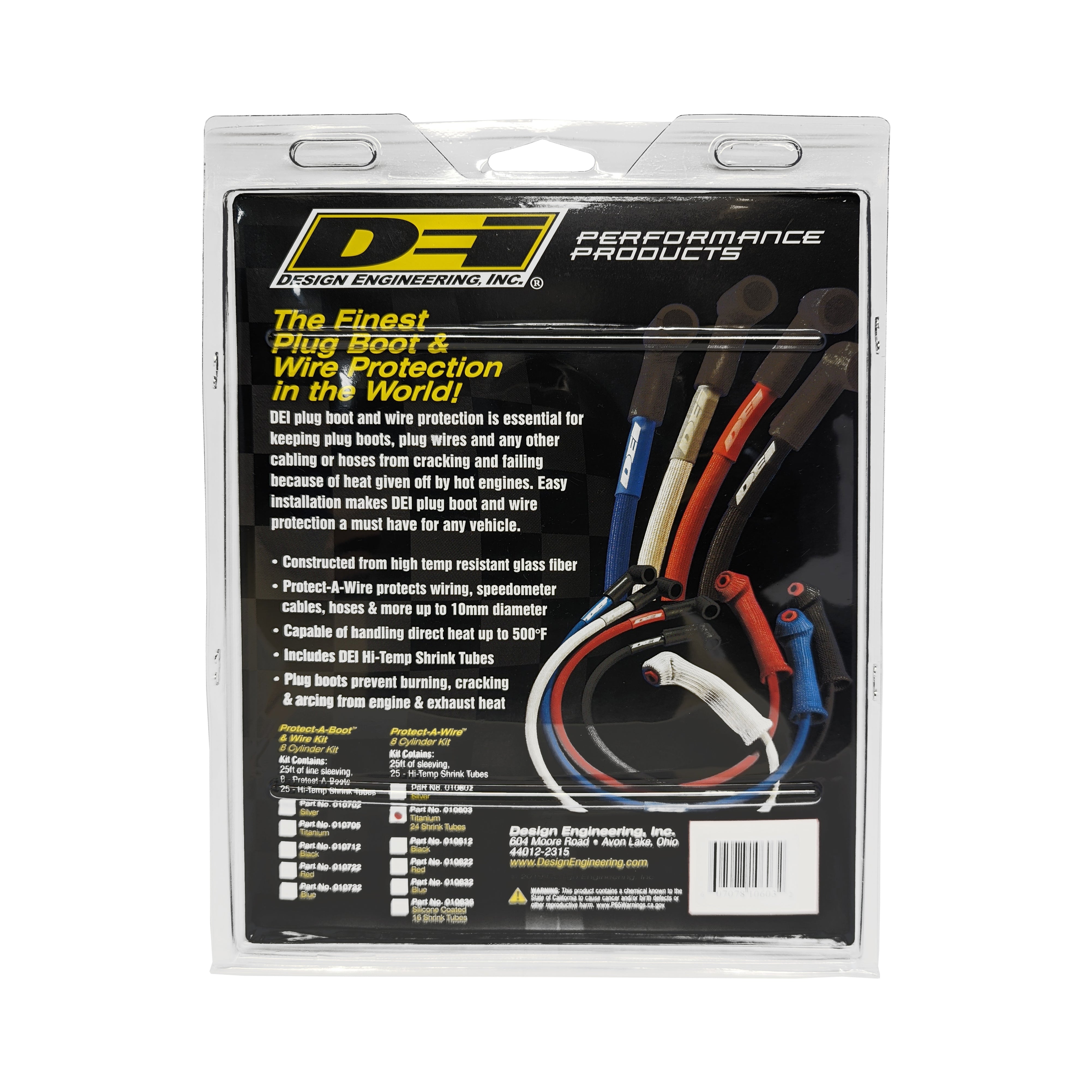 Design Engineering Protect-A-Wire Kit Titanium 8 Cylinder Wire Conduit 10603