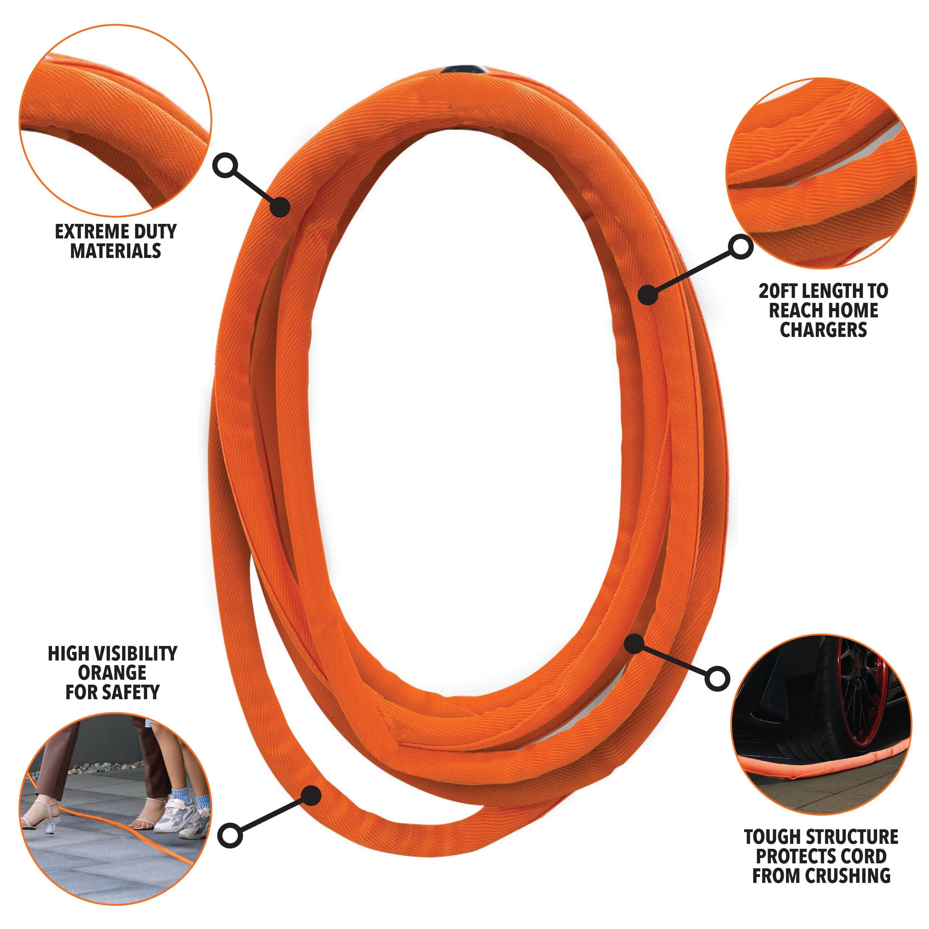 Design Engineering EV Charge Cord Cover .75-1in x 20ft Orange Wire Loom 10680