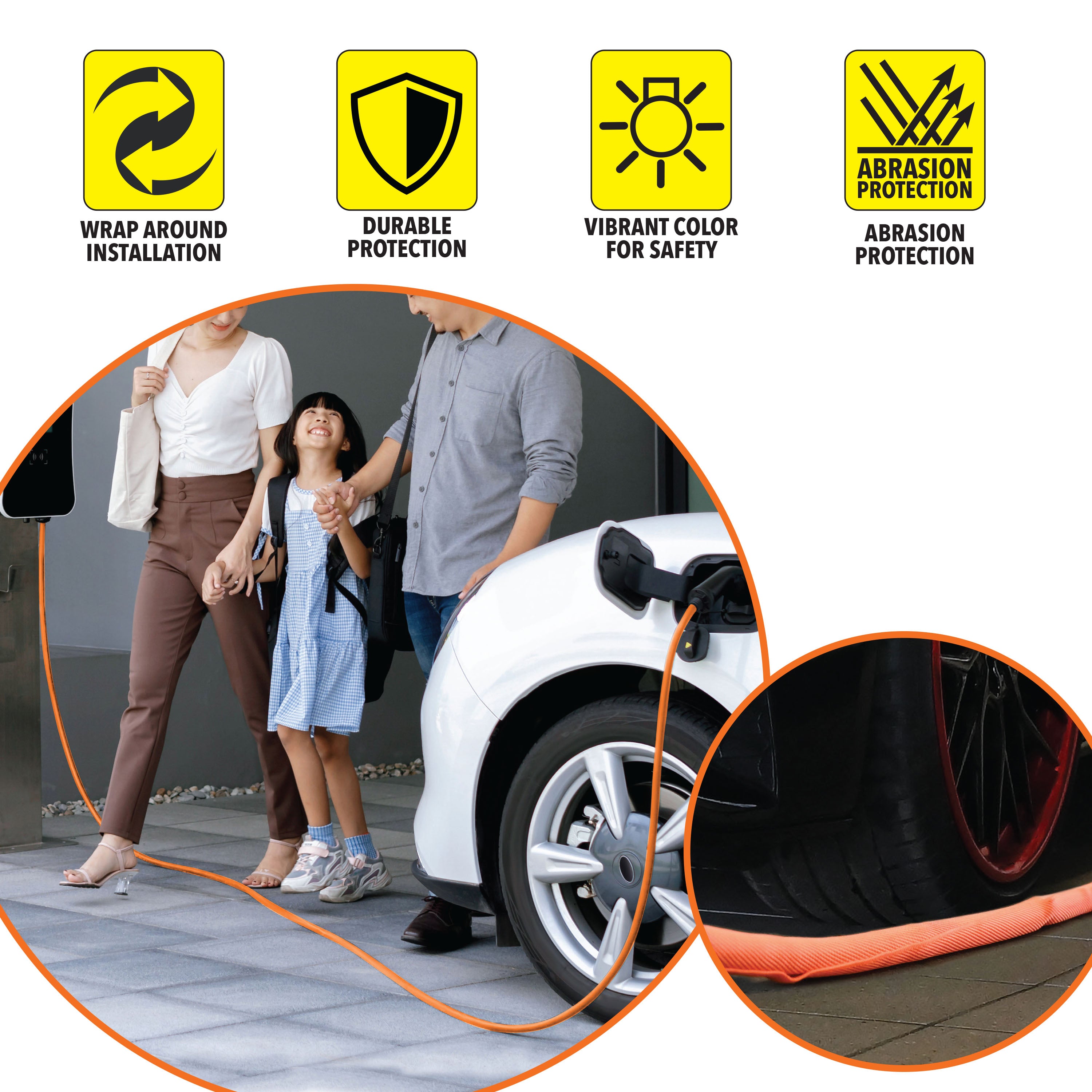 Design Engineering EV Charge Cord Cover .75-1in x 20ft Orange Wire Loom 10680