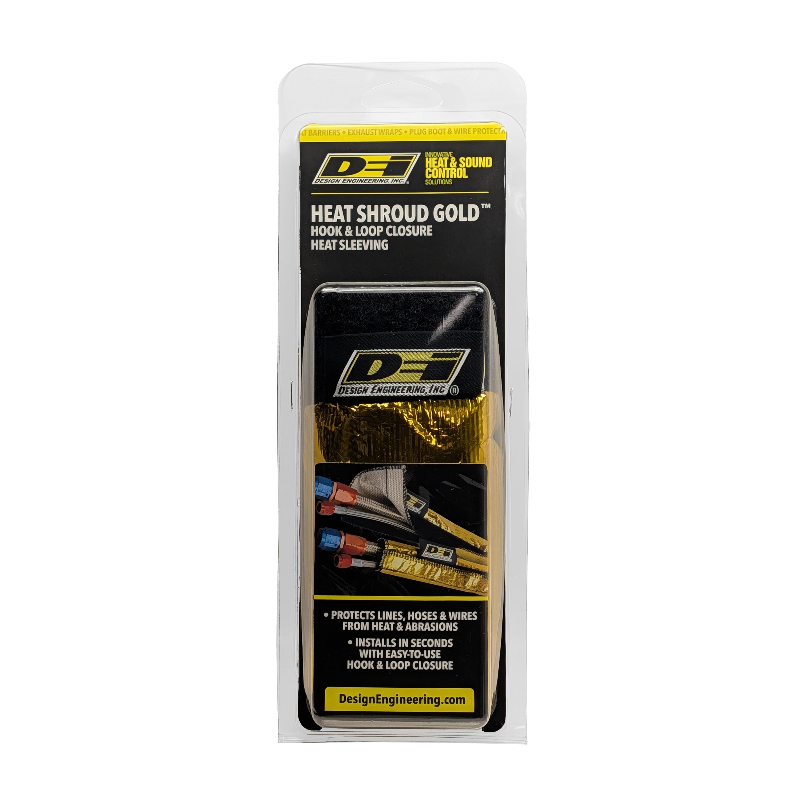 Design Engineering One 36 inch length of Heat Shroud GOLD with a 2 to 2-1/2 inch inside diameter. 10924