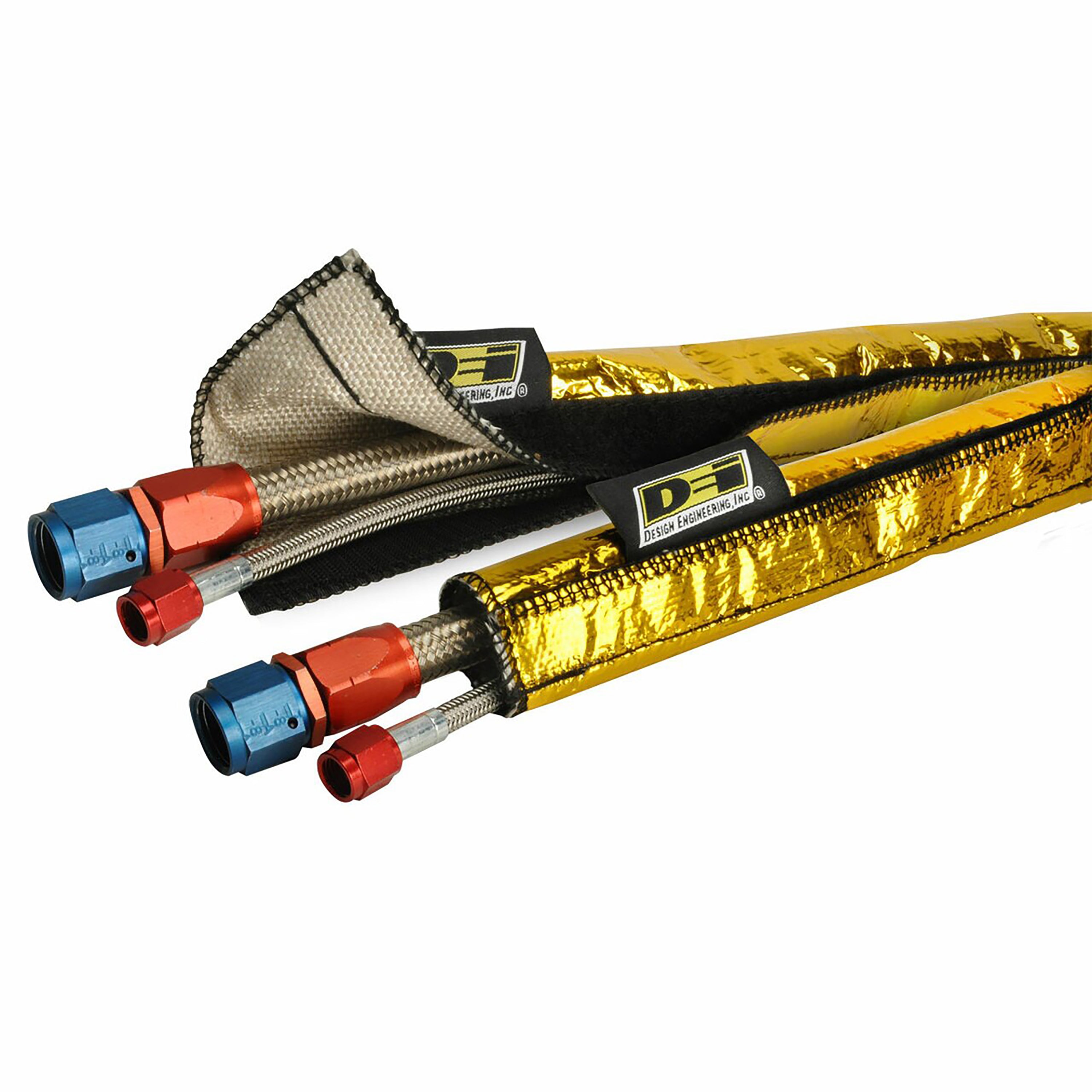 Design Engineering One 36 inch length of Heat Shroud GOLD with a 2 to 2-1/2 inch inside diameter. 10924