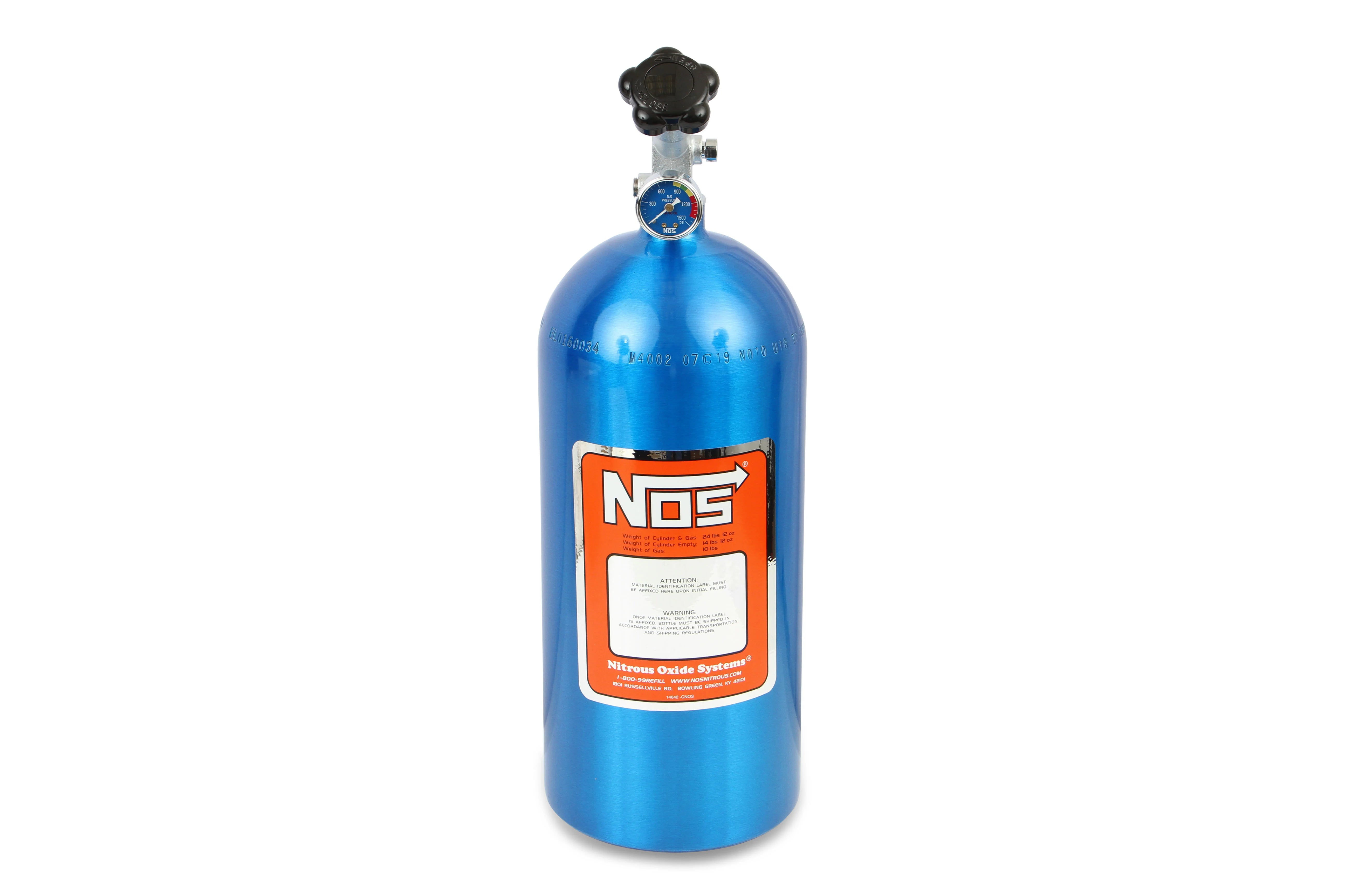 NOS/Nitrous Oxide System 10 Lb Nitrous Bottle W/ NOS Blue Finish & Super Hi Flo Valve