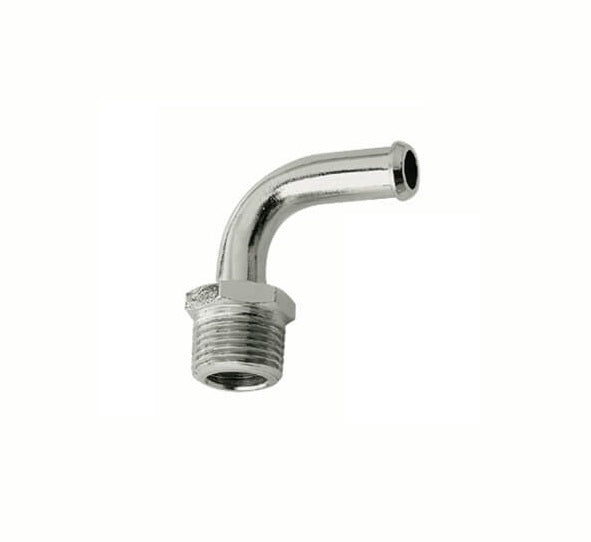 Mr Gasket Mr. Gasket Fuel Line Fitting - 3/8 Inch NPT to 3/8 Inch Hose Barb - 90° - Chrome 2970G product image 1