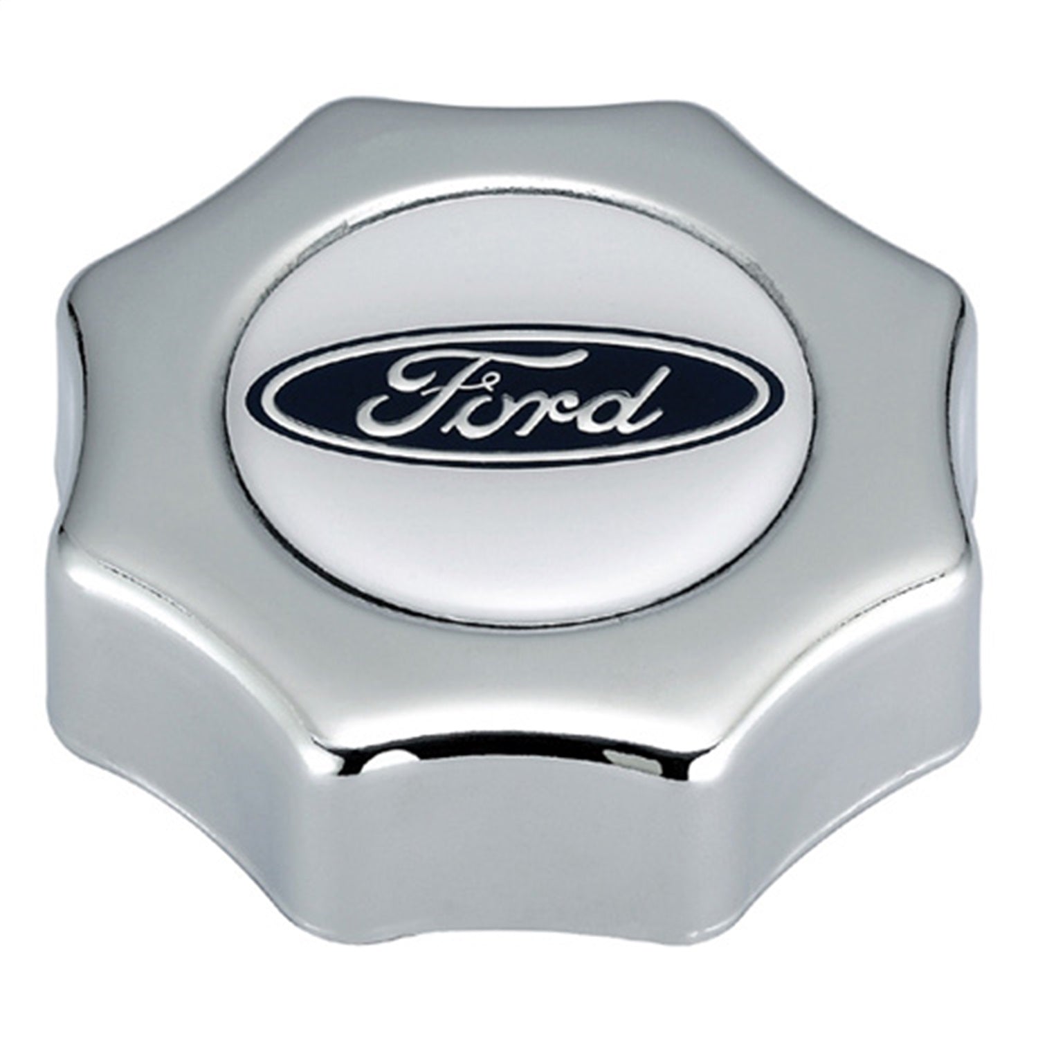 Ford Performance Ford Oval Logo Oil Fill Cap: Screw In Type - Chrome Finish - 302-230