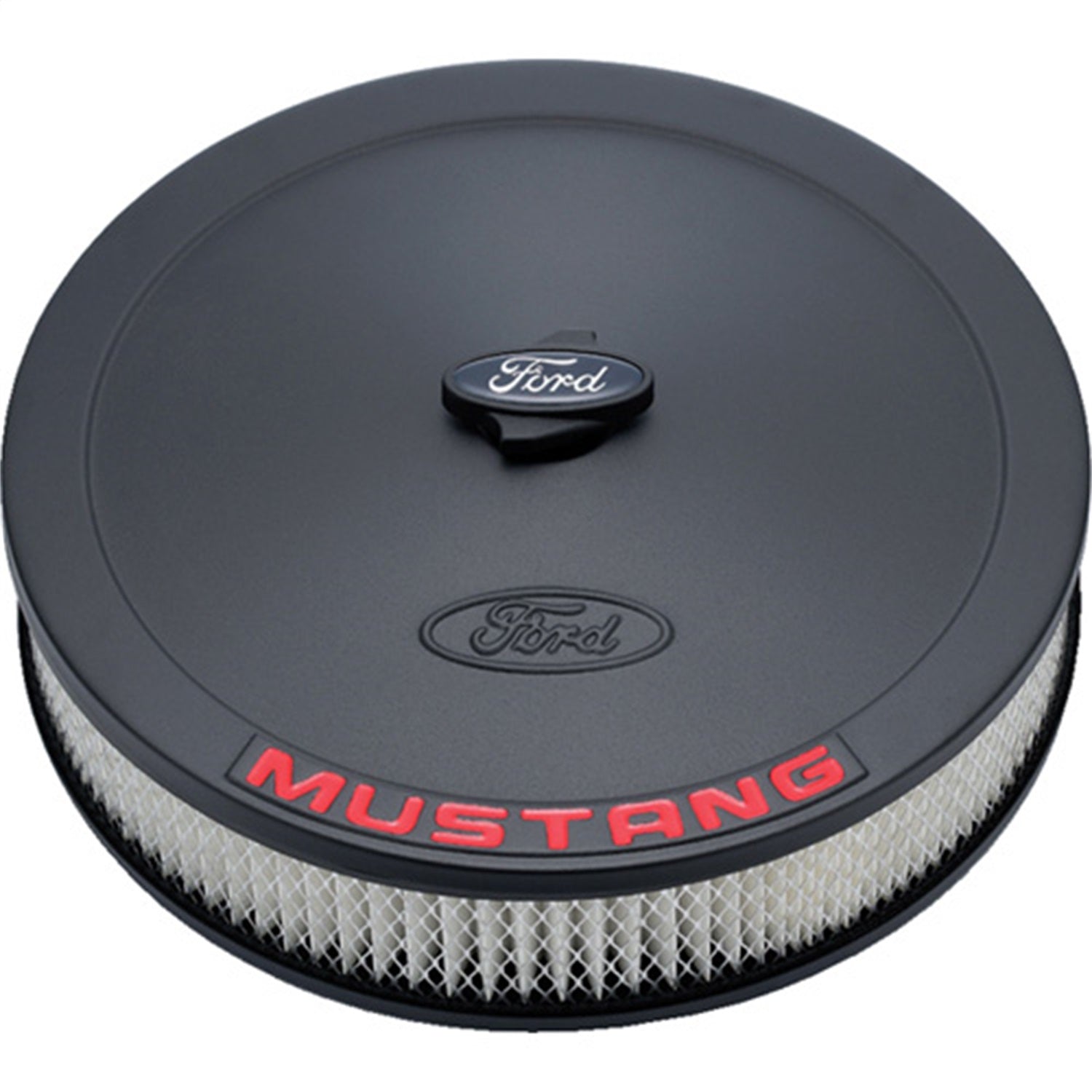 Ford Performance Air Cleaner Kit: Black Crinkle Finish, Red Mustang Emblem - 302-362