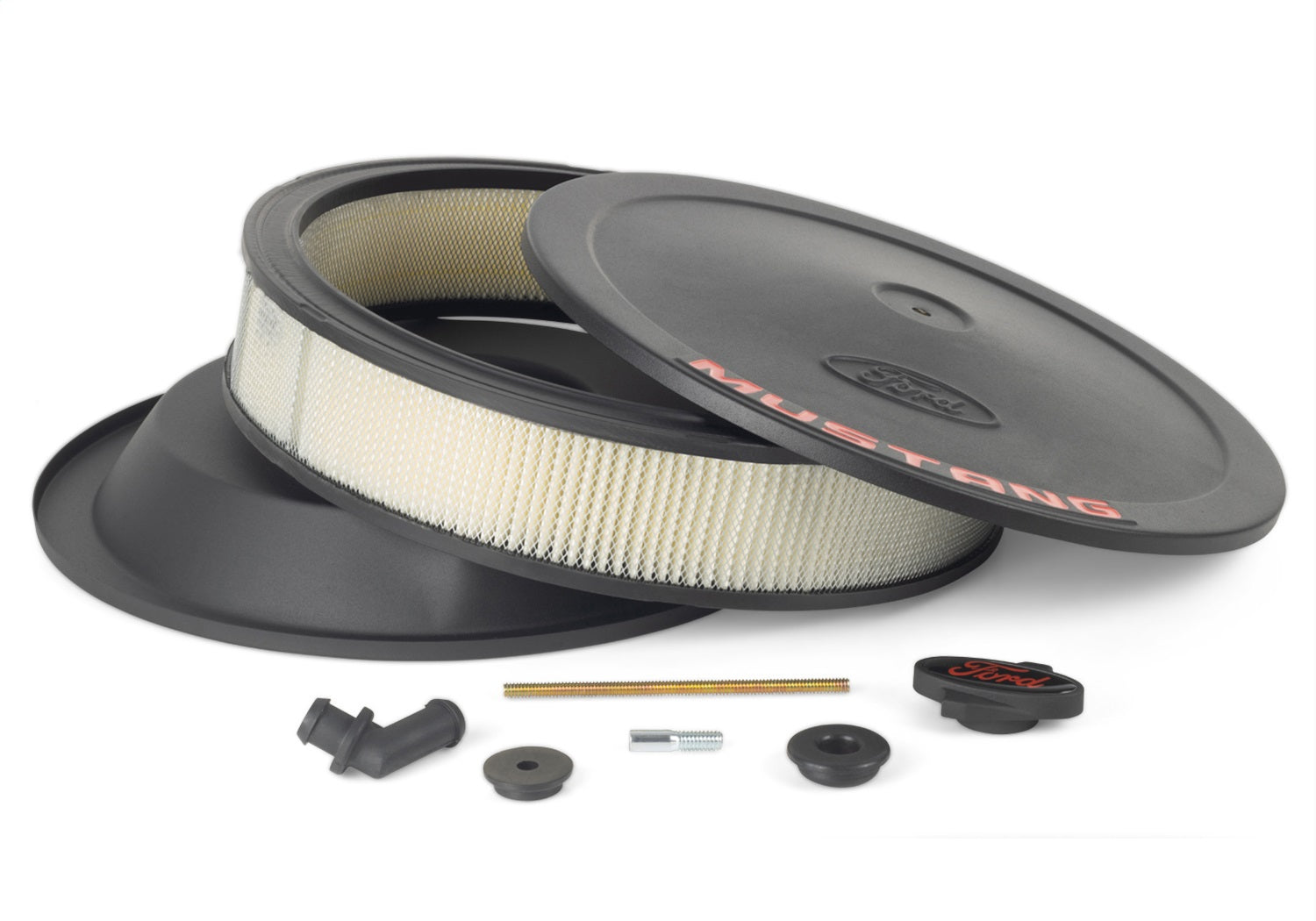 Ford Performance Air Cleaner Kit: Black Crinkle Finish, Red Mustang Emblem - 302-362 - Image 3