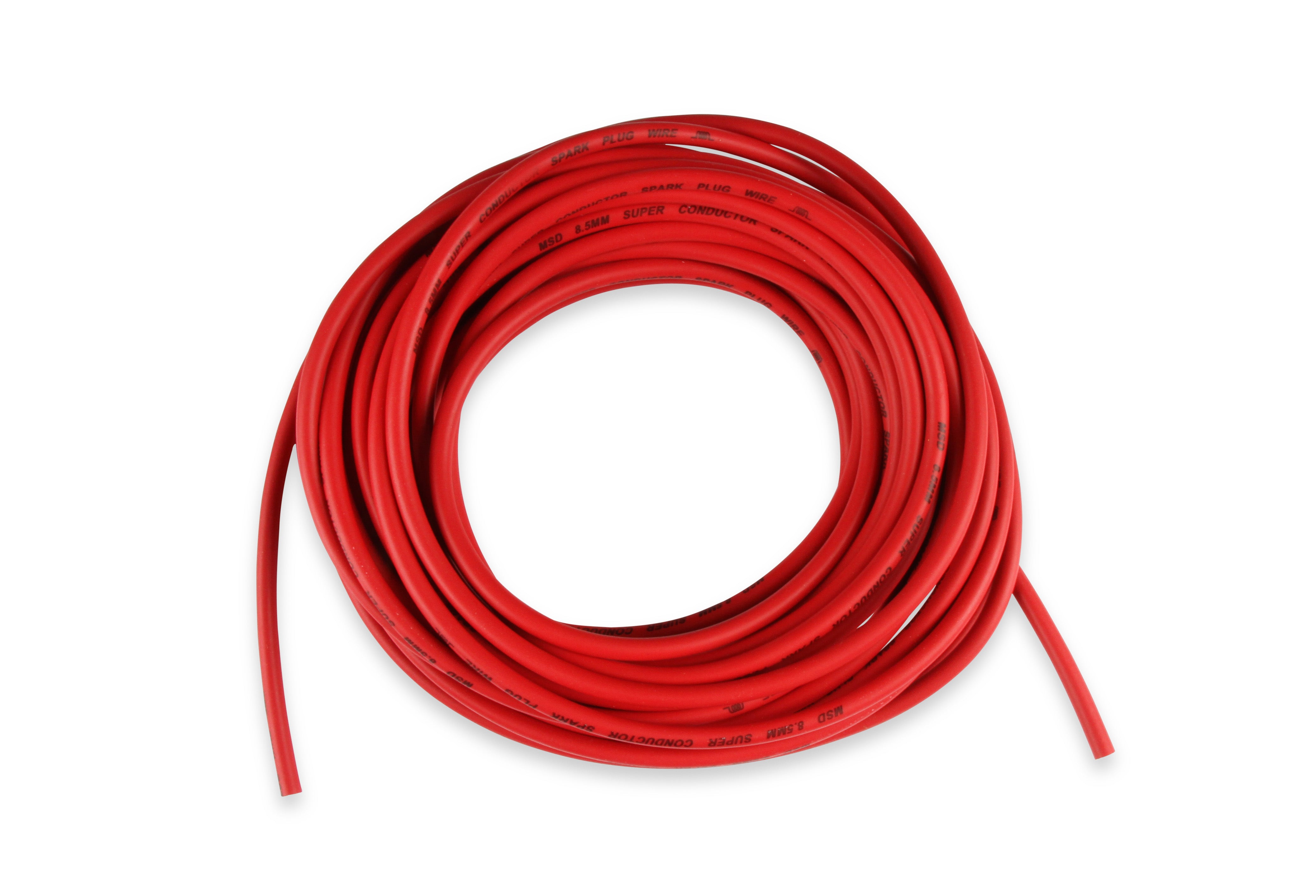 MSD 8.5mm Super Conductor Spark Plug Wire, Red, Low Resistance, 50 ft 34029 product image 1