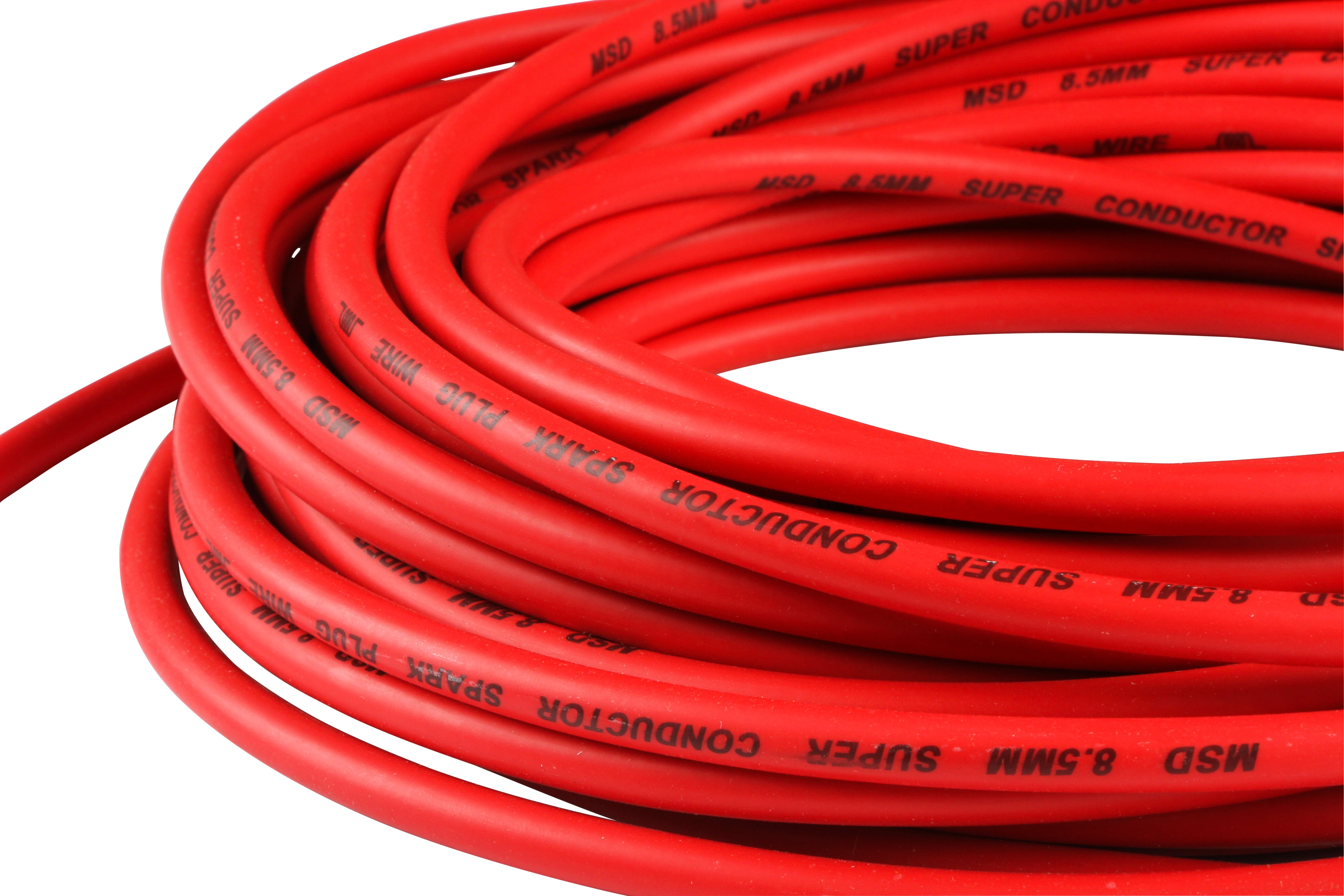 MSD 8.5mm Super Conductor Spark Plug Wire, Red, Low Resistance, 50 ft 34029 product image 4