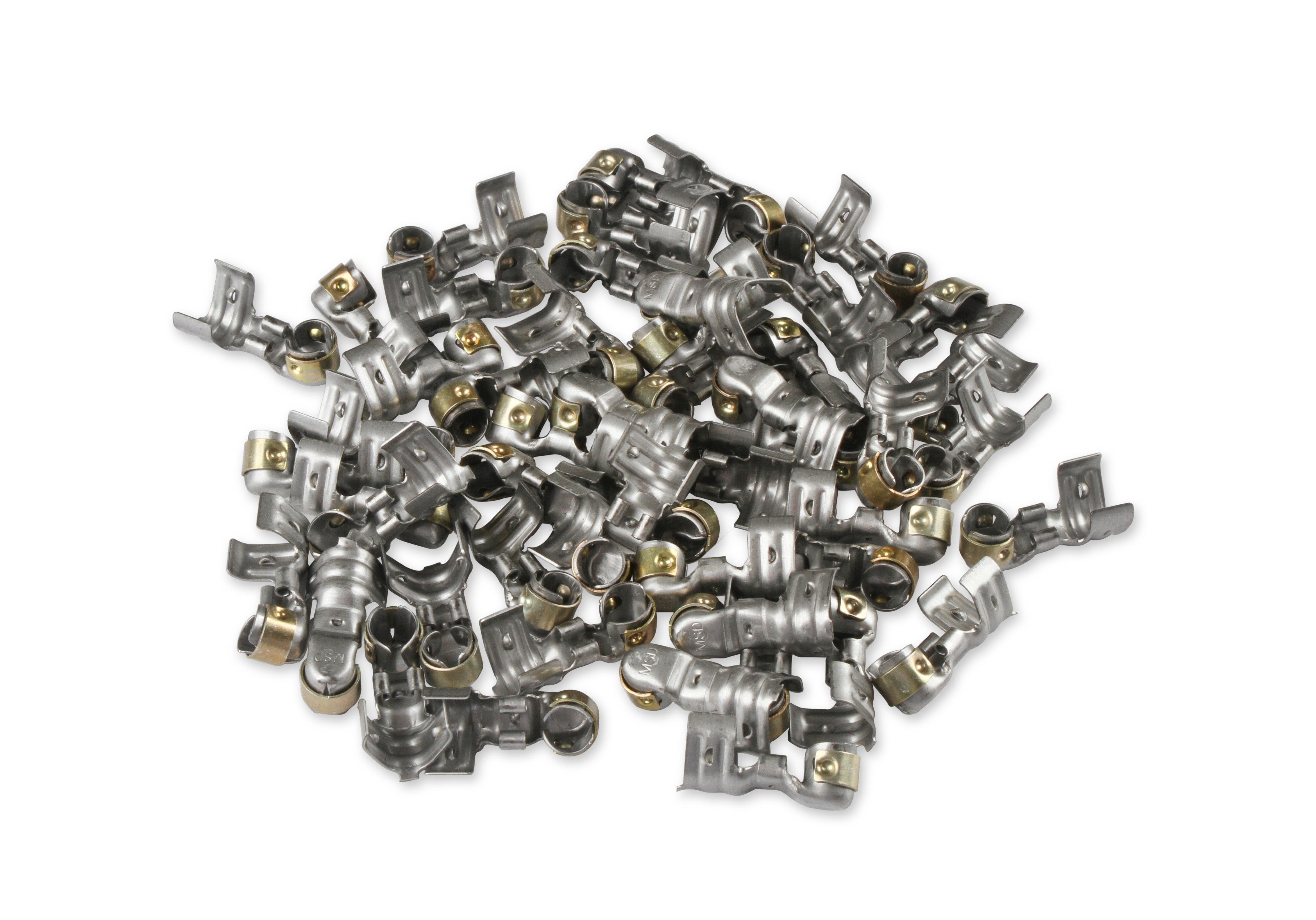 MSD Spark Plug Terminals, 90 Degrees Dual Crimp, Stainless Steelqty 50 34614 product image 1