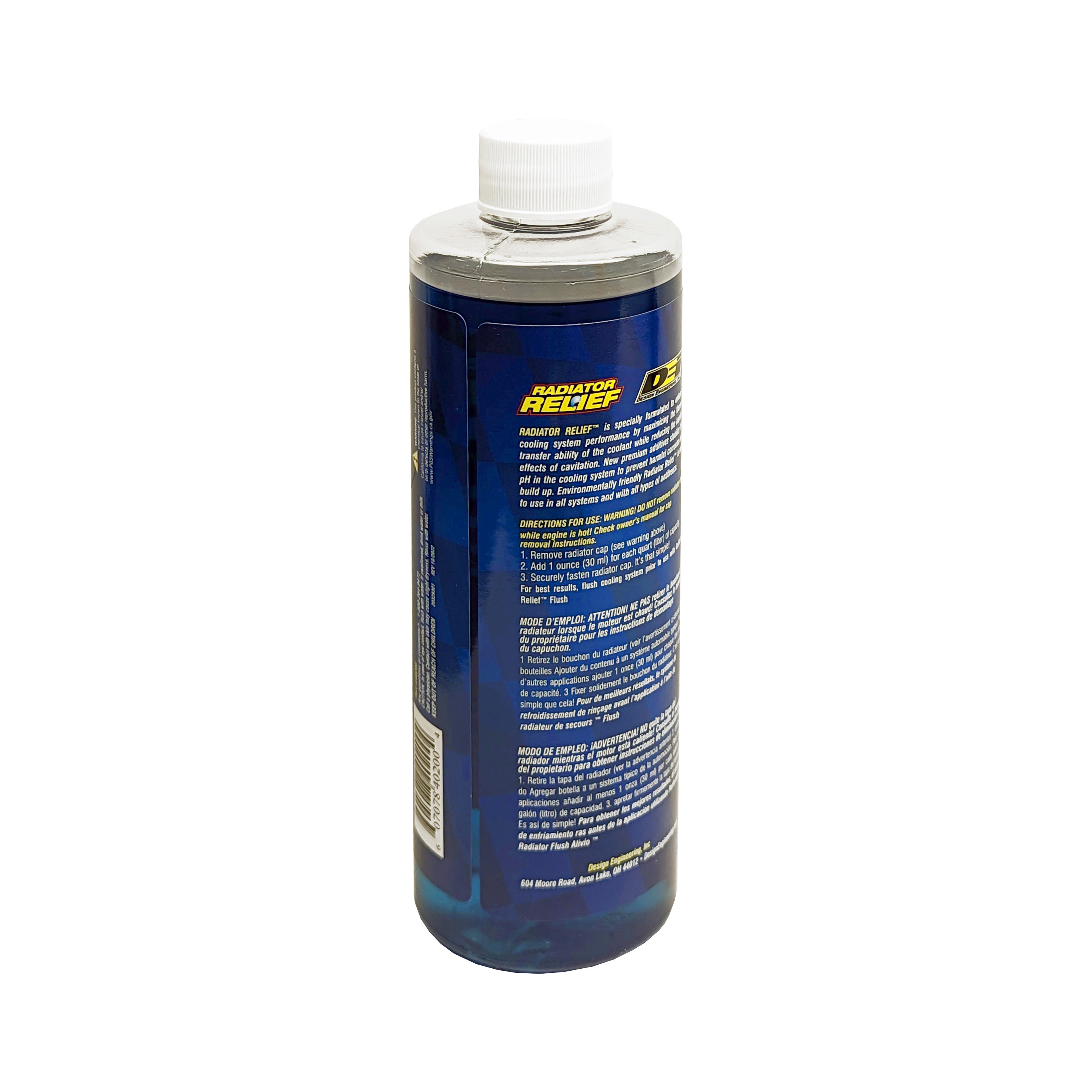 Design Engineering One 16 oz bottle of Radiator Relief. Engine Coolant Additive 40200