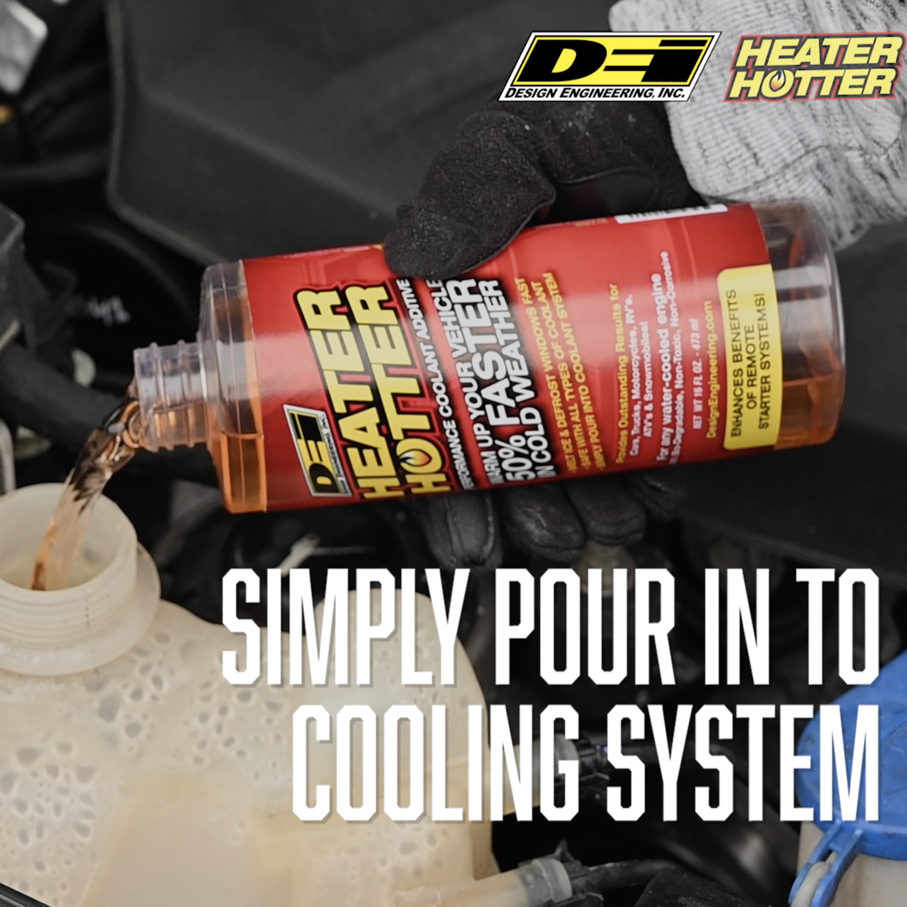 Design Engineering One 16 oz bottle of Heater Hotter. Engine Coolant Additive 40206