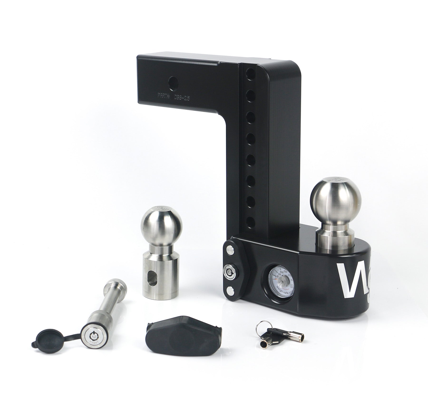 Weigh Safe WS8-25-KA-CER-BLA Black Drop Hitch - 8" Drop for 2.5" Shank withHitch Pin Lock
