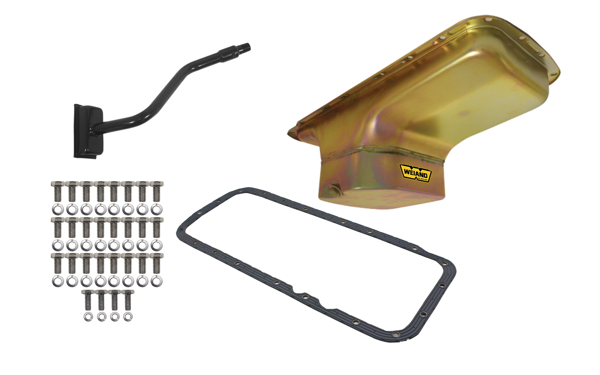 Weiand 7qt Oil Pan Kit BBM B/RB Zinc Finish Center Sump Engine Oil Pan 5031WND