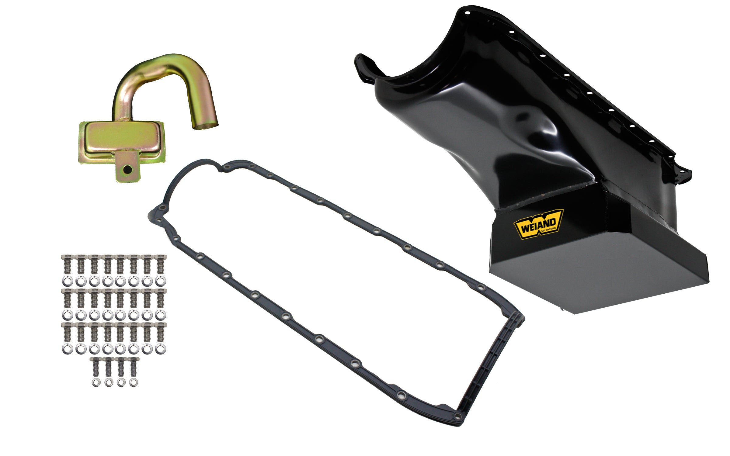 Weiand 6qt Oil Pan Kit BBC Black Finish Engine Oil Pan 5032WND