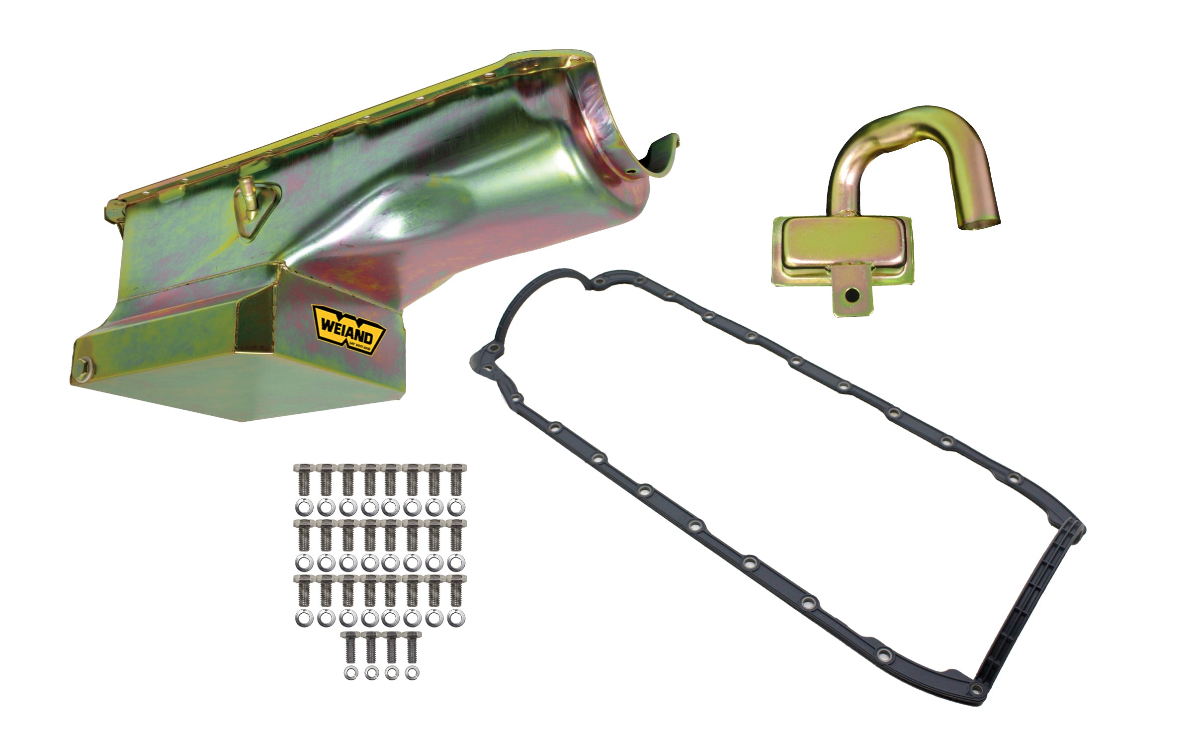 Weiand 6qt Oil Pan Kit BBC Zinc Finish Engine Oil Pan 5033WND
