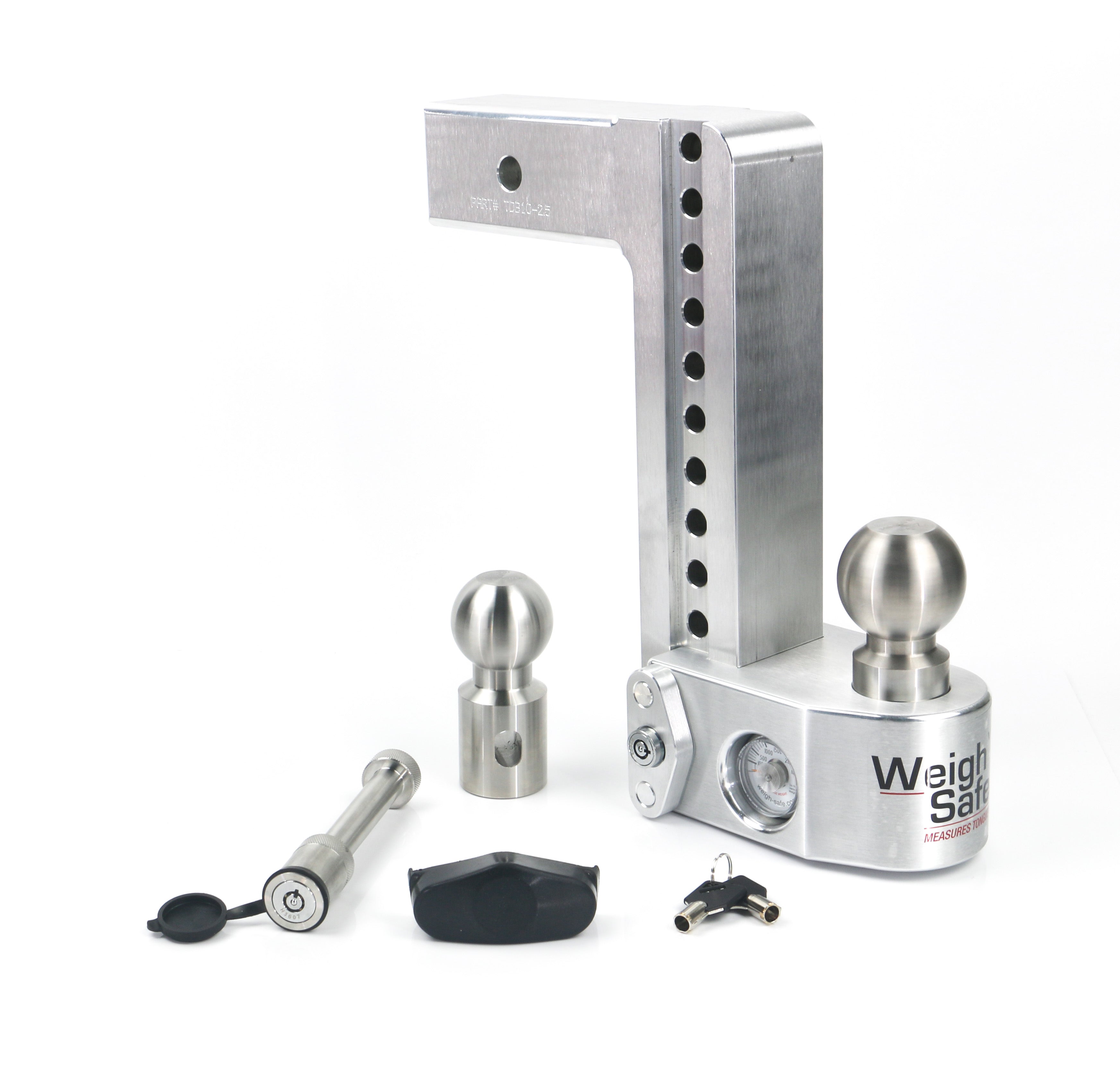 Weigh Safe WS10-25-KA Adjustable Drop Hitch - 10" Drop for 2.5" Shank withHitch Lock Pin
