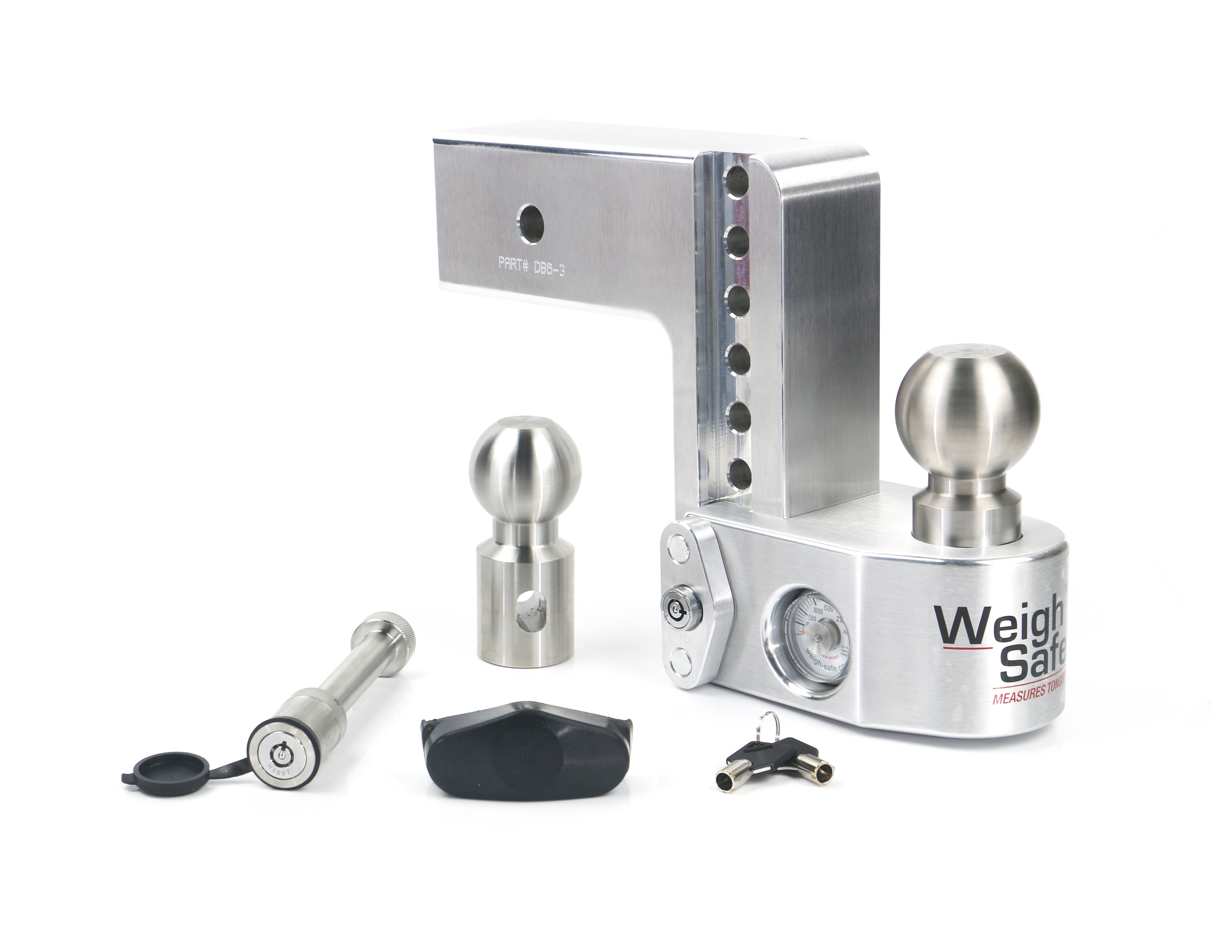 Weigh Safe WS6-3-KA Adjustable Drop Hitch - 6" Drop for 3" Shank withHitch Lock Pin