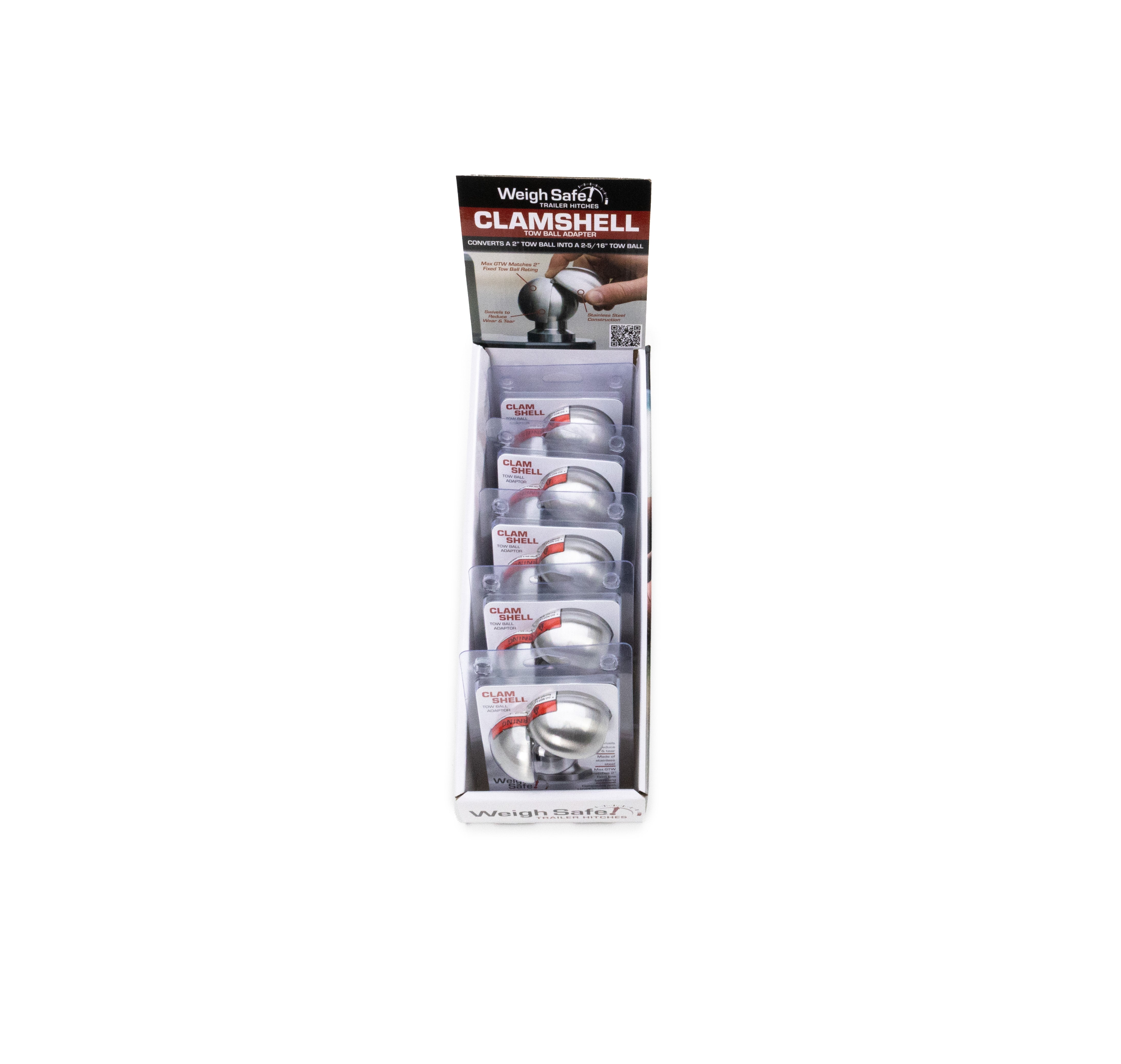 Weigh Safe WS28 Clam Shell Display Box of 5 Trailer Hitch Ball