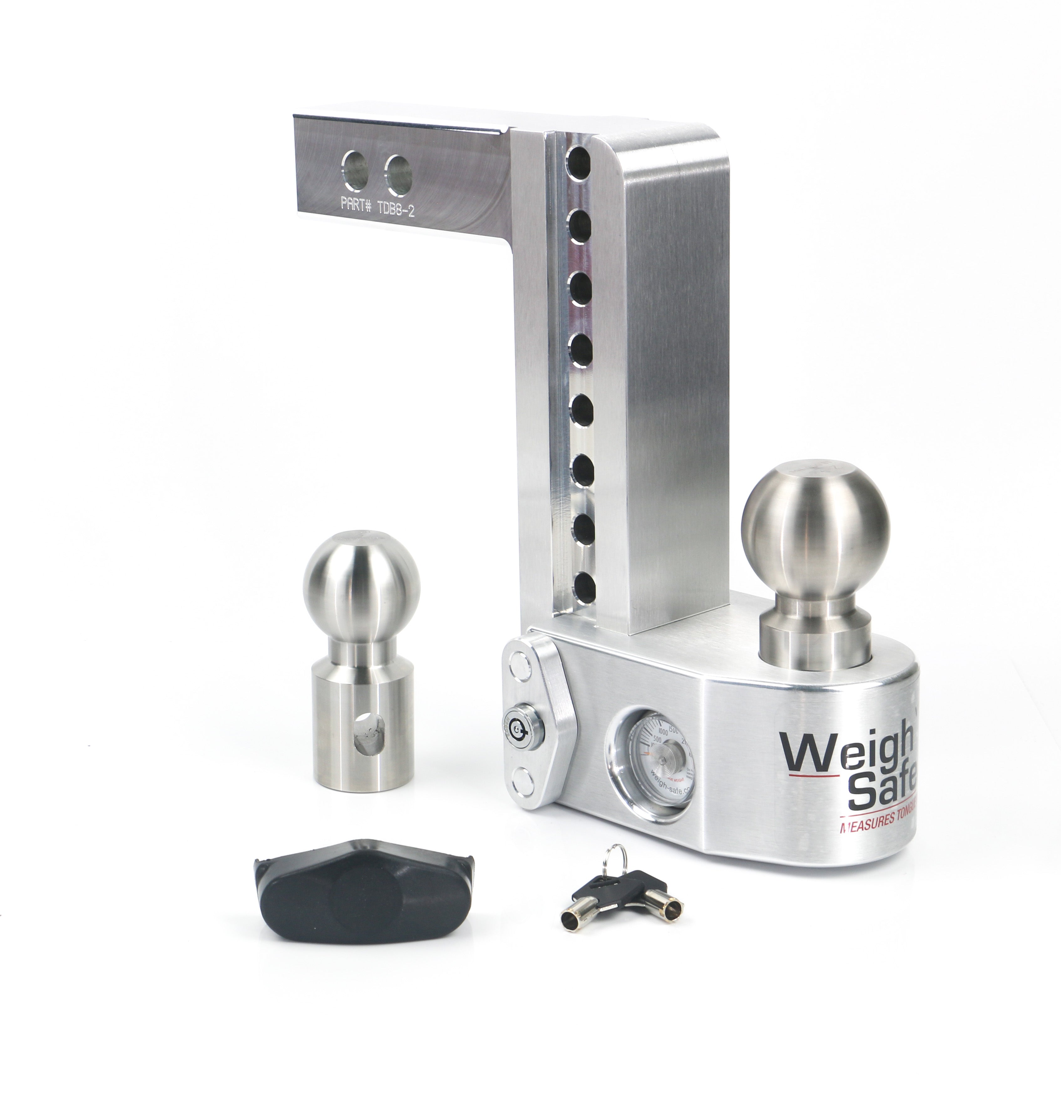 Weigh Safe WS8-2 Adjustable Drop Hitch - 8" Drop for 2" Shank Trailer Hitch Ball Mount