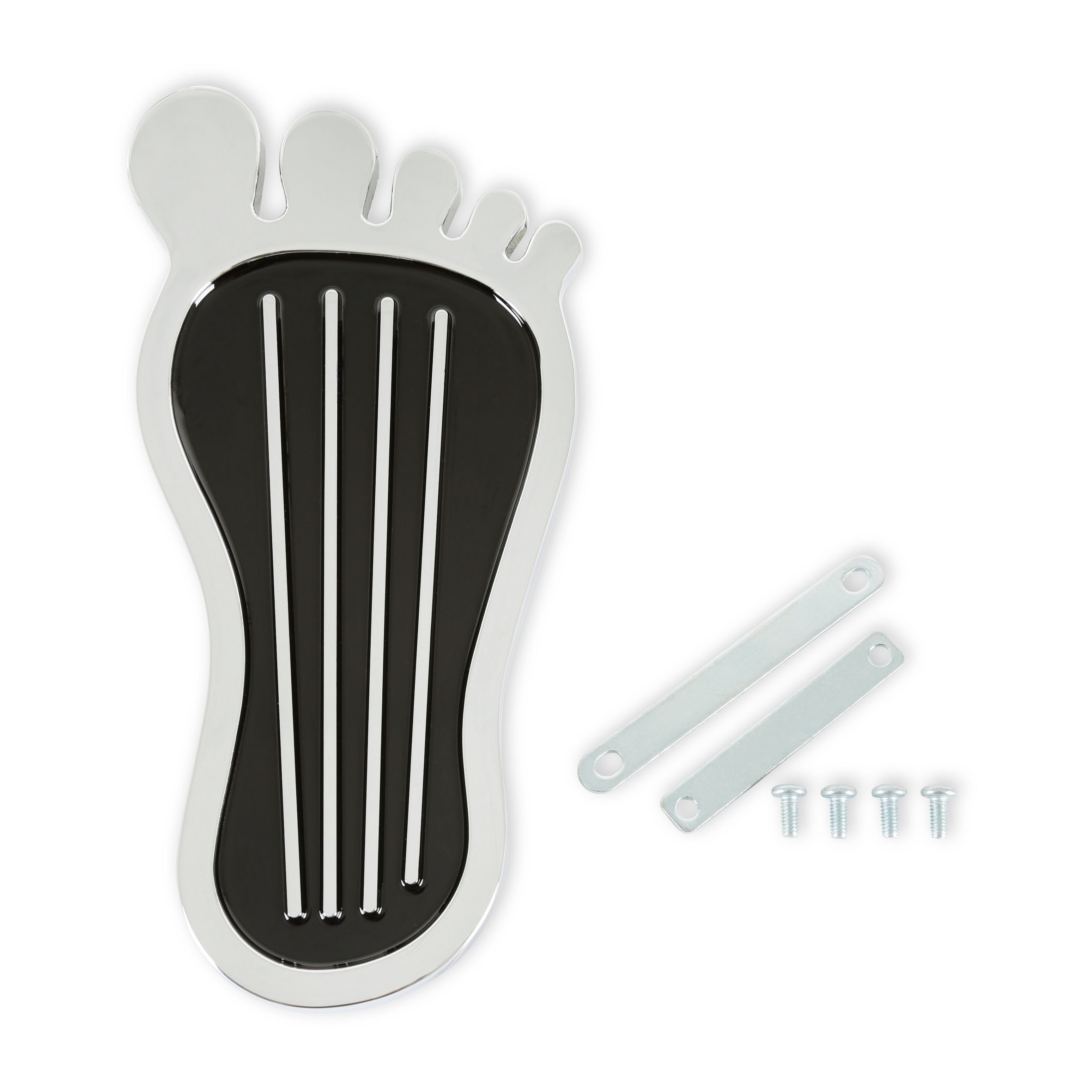 Mr Gasket Mr. Gasket Foot Print Gas Pedal Pad - Aluminum - Chrome & Painted Black Trim 9645 product image 1