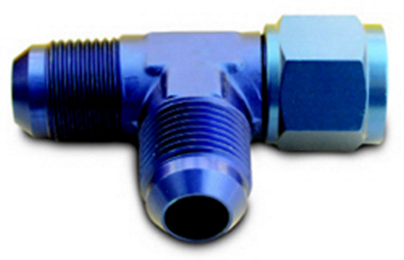A-1 PRODUCTS A1PCPL82606 #6 AN Aluminum Adapter Tee, Female Swivel x Male x Male, Blue Anodized