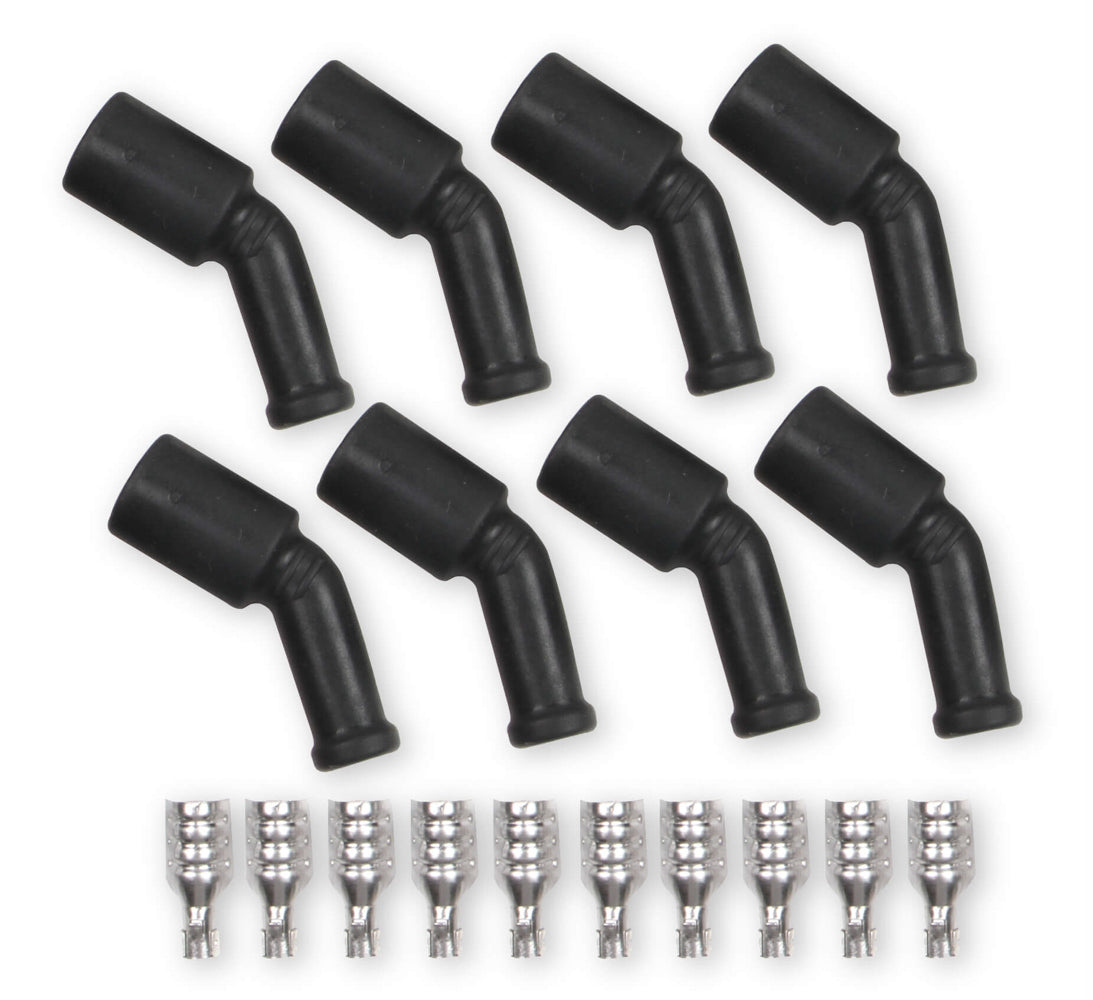 ACCEL 170135-8 LS/LT-Series 8 mm 135-Degree Boot and Terminal Kit, Black, Set of 8