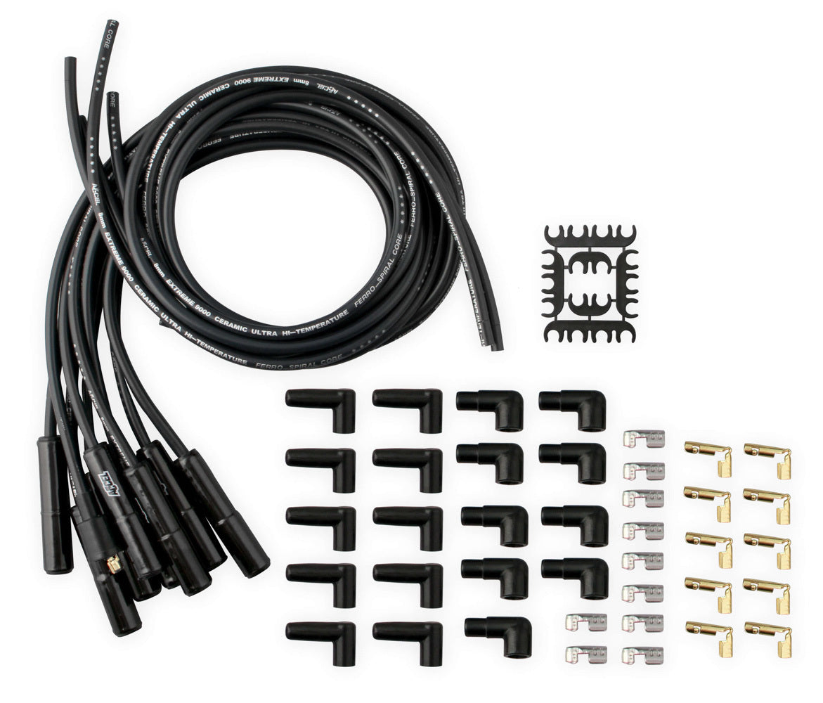 ACCEL Wheel Accessory Univ Spark Plug Wire Set 180 Ceramic Boots Black 9000CK