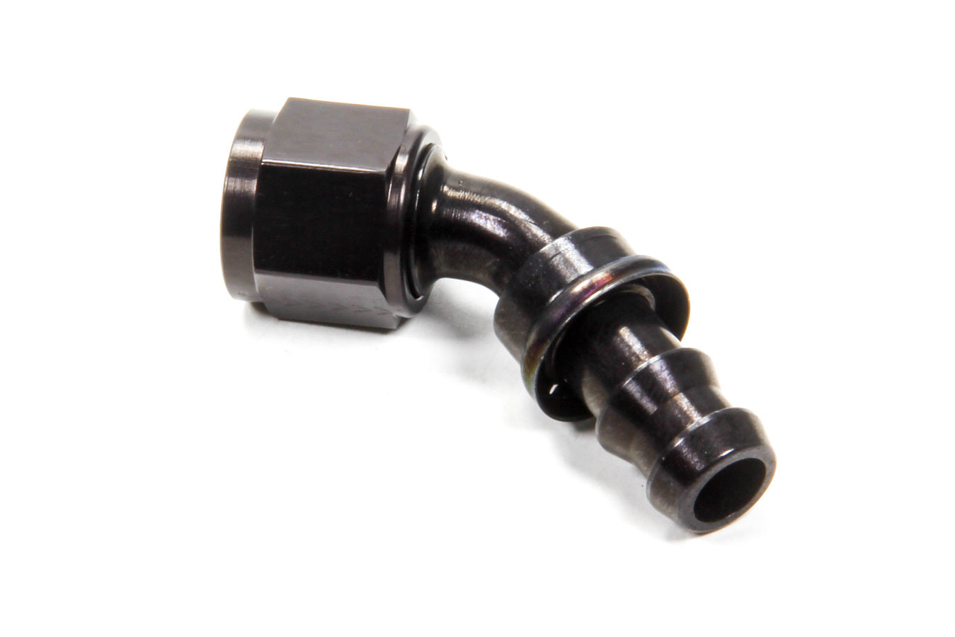 Aeroquip FBL1523 #8 45-Degree AQP Socketless Hose End, Aluminum, Black Anodized