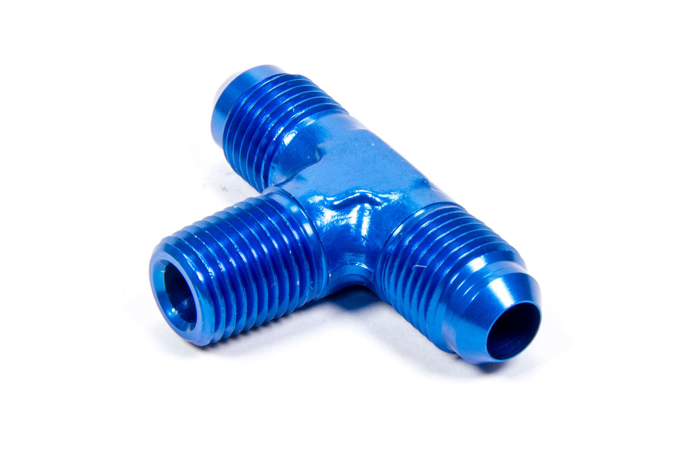 Aeroquip FCM2122 Aluminum -6 AN Male x -6 AN Male x 1/4 in NPT Male Adapter Tee, Blue Anodized