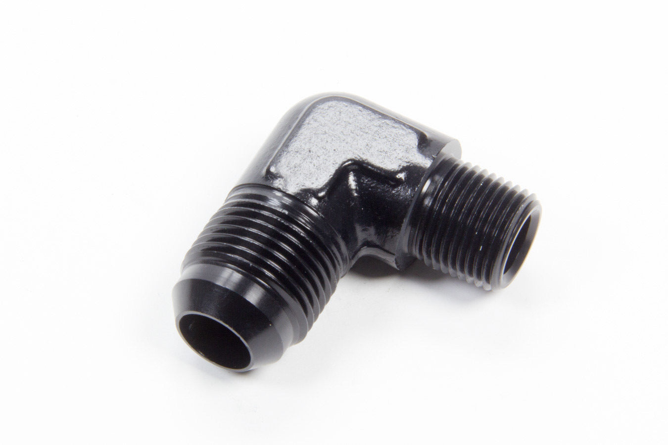 Aeroquip AN-NPT Fittings and Components 90 Deg #10 to 3/8in Alum Adapter Black FCM5016