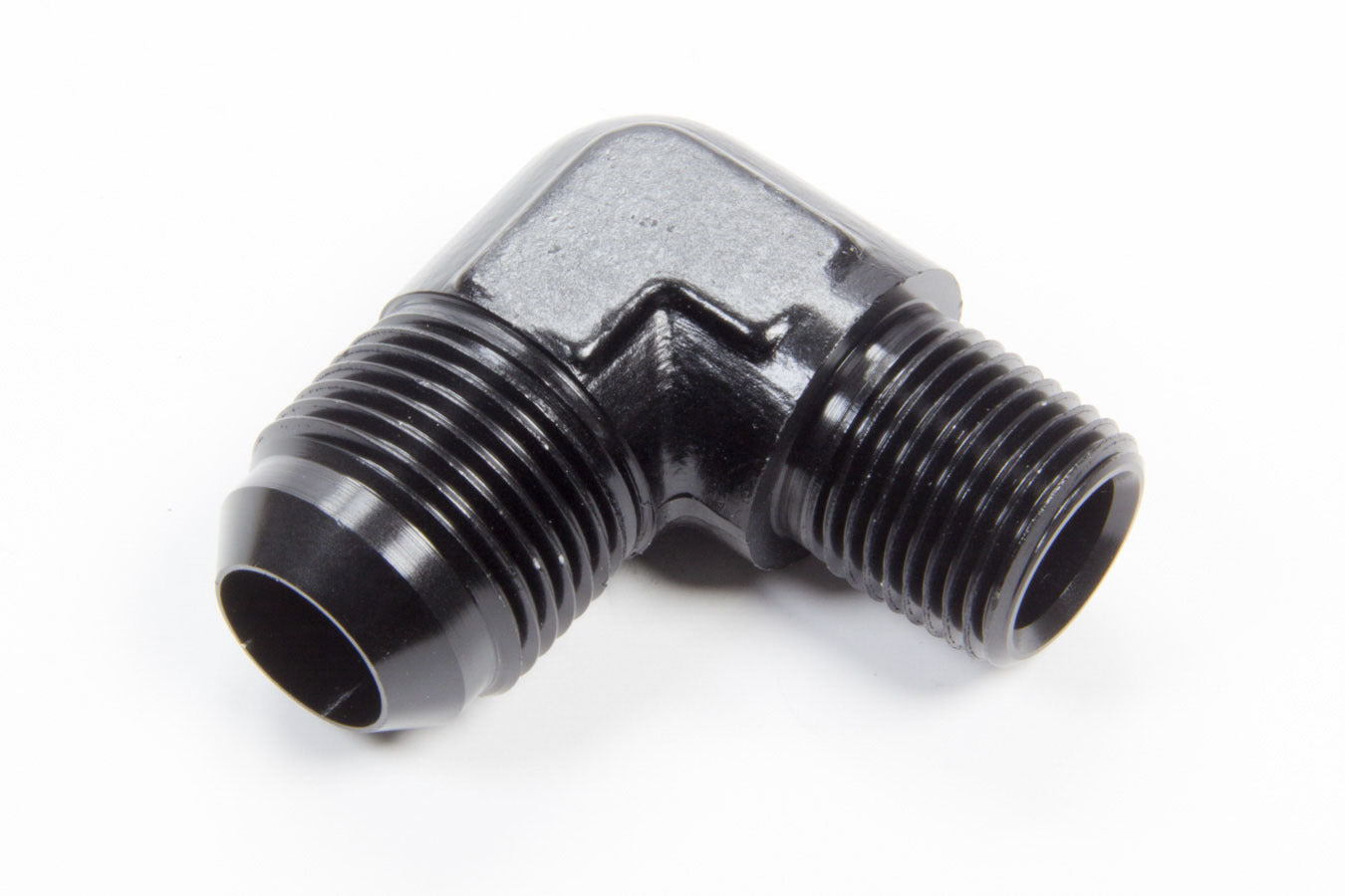 Aeroquip AN-NPT Fittings and Components 90 Deg #12 to 1/2in Alum Adapter Black FCM5017