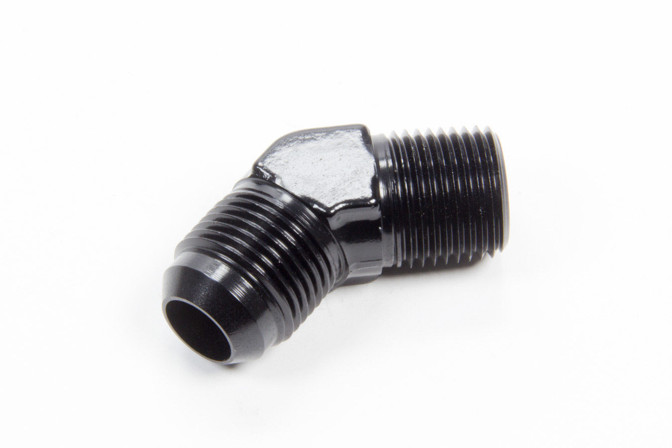 Aeroquip AN-NPT Fittings and Components 45 Deg Alum #10 Flare 1/2in Black FCM5024