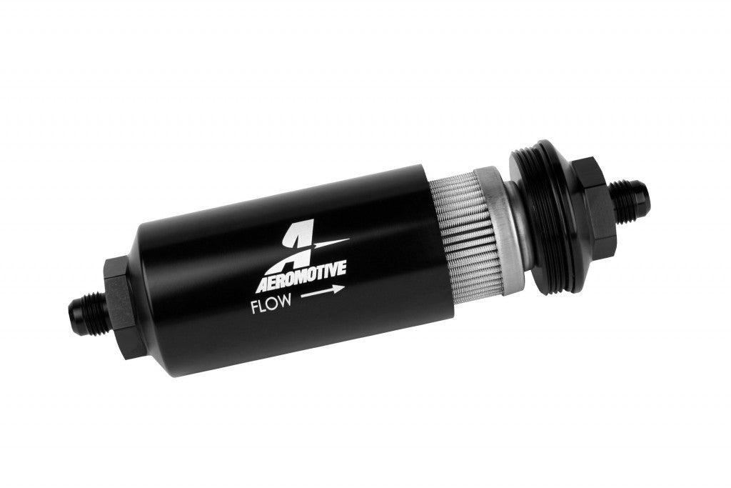 Aeromotive Fuel System Fuel Filters and Components 6an Inline Fuel Filter 40 Micron 2in OD Black 12348