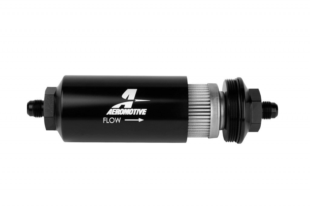 Aeromotive Fuel System Fuel Filters and Components 6an Inline Fuel Filter 100 Micron 2in OD Black 12349