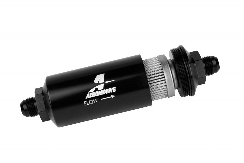 Aeromotive Fuel System Fuel Filters and Components 8an Inline Fuel Filter 40 Micron 2in OD Black 12378