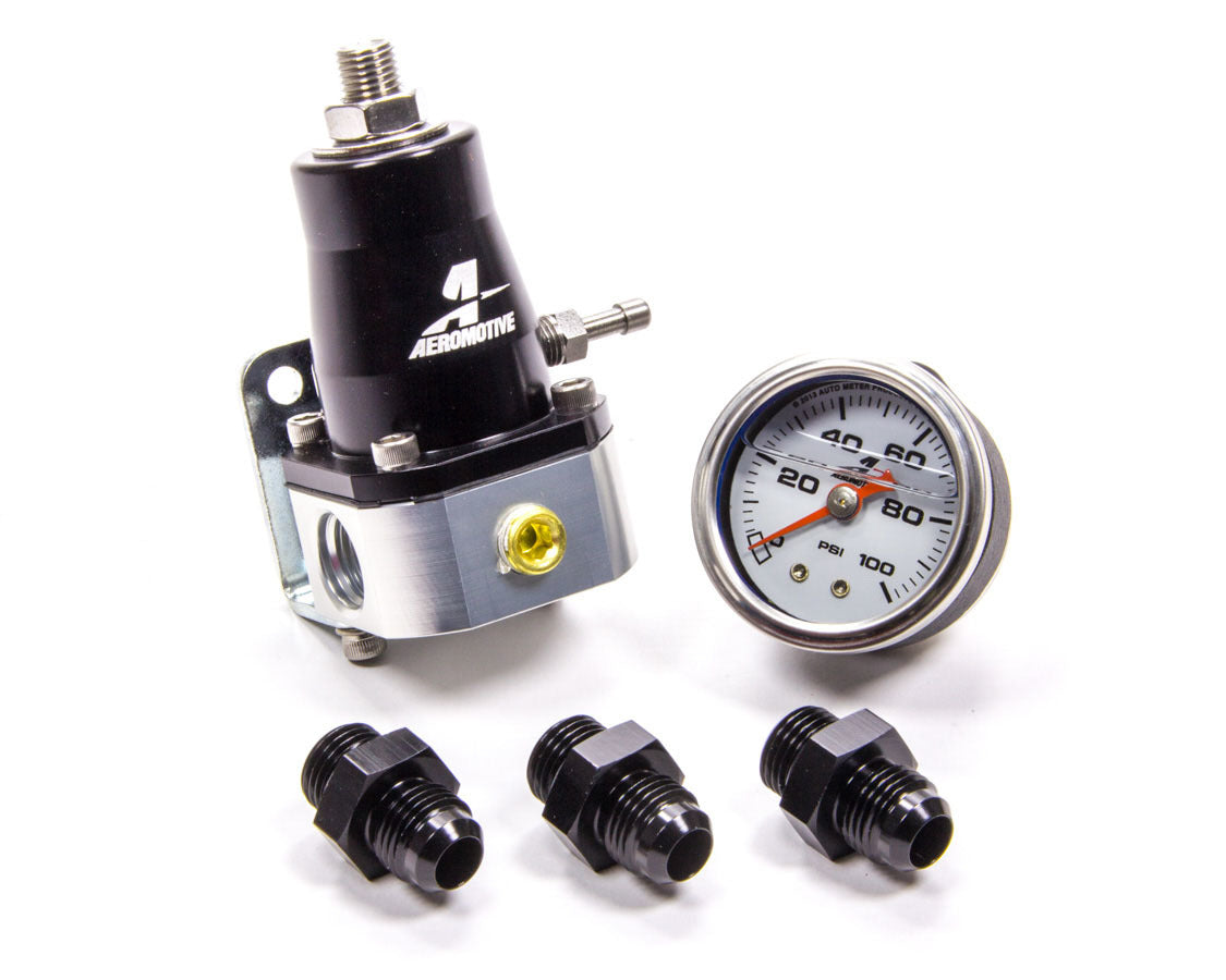 Aeromotive Fuel System Fuel Pressure Regulators EFI Regulator & Gauge Kit w/Fittings 13130