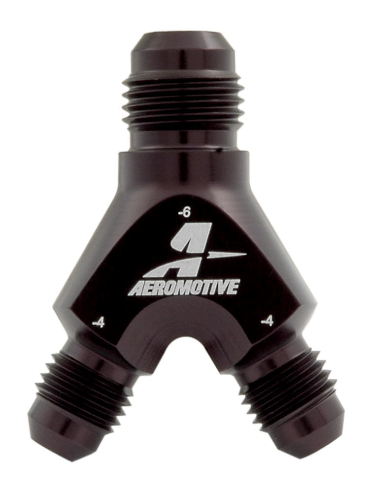 Aeromotive Fuel System AN-NPT Fittings and Components Y-Block Fitting - 6an to 2 x -4an 15671
