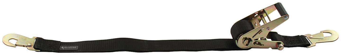 ALLSTAR PERFORMANCE ALL10184 Ratchet Tie Down Strap with Flat Snap Hooks, 2-Inch Wide, 8-Foot Long