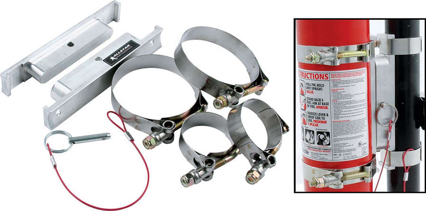 ALLSTAR PERFORMANCE ALL10512 Quick-Release NHRA Fire Extinguisher Mount for 3-Inch Bottles