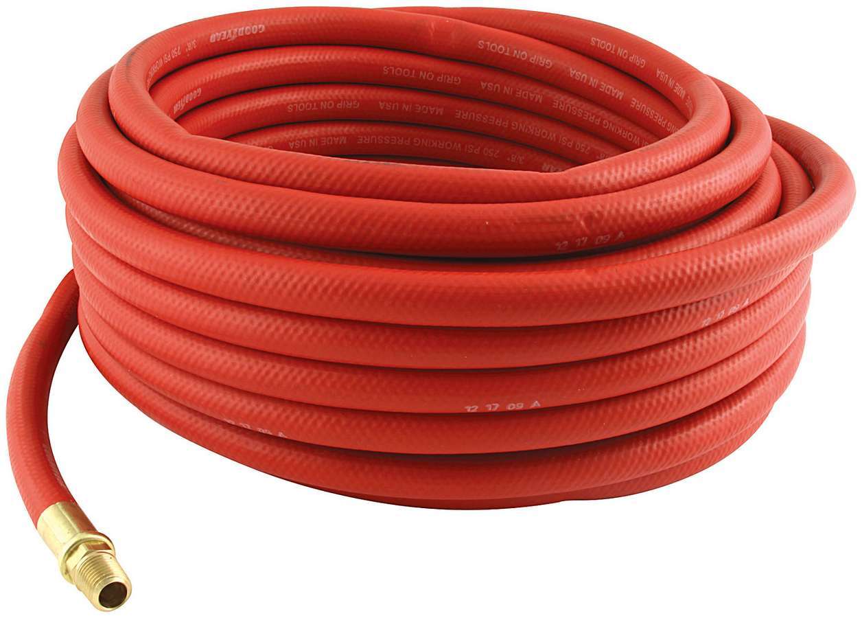 Allstar Performance ALL10527 3/8-Inch ID Air Hose, 50-Foot, Red Rubber with Brass Fittings