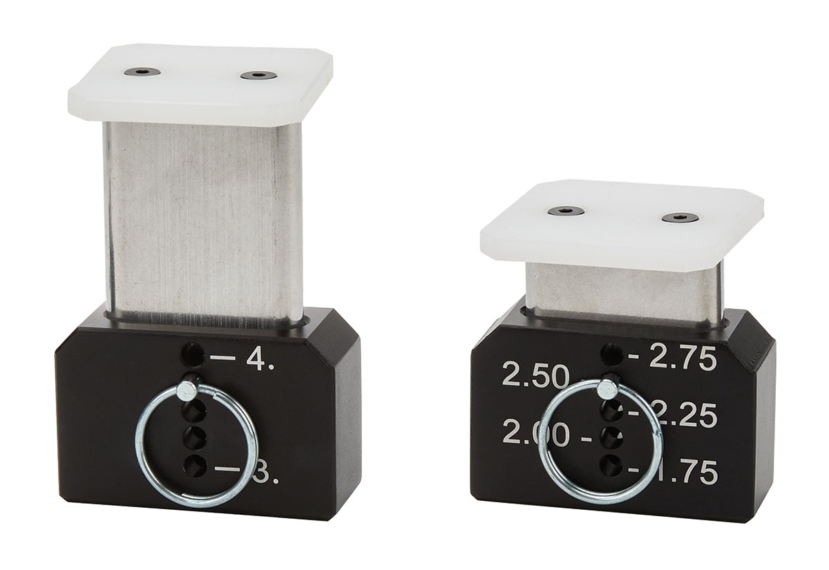 Allstar Performance ALL10720 Short Ride Height Gauge Blocks, 1.75–4 Inch Range, Black Anodized Aluminum, Pair