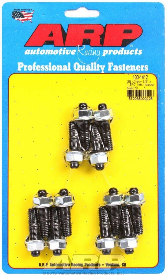 Auto Racing Products Exhaust Header Header Stud Kit - 6pt. 3/8 x 1.670 OAL (12) 100-1412