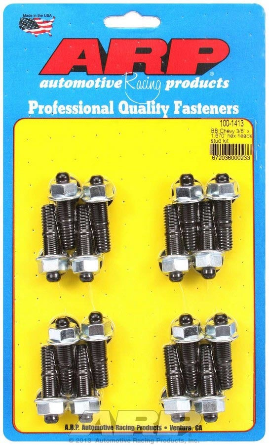 Auto Racing Products Exhaust Header Header Stud Kit - 6pt. 3/8 x 1.670 OAL (16) 100-1413