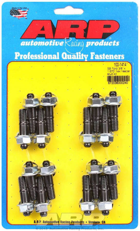 Auto Racing Products Exhaust Header Header Stud Kit - 6pt. 3/8 x 1.670 OAL (16) 100-1414