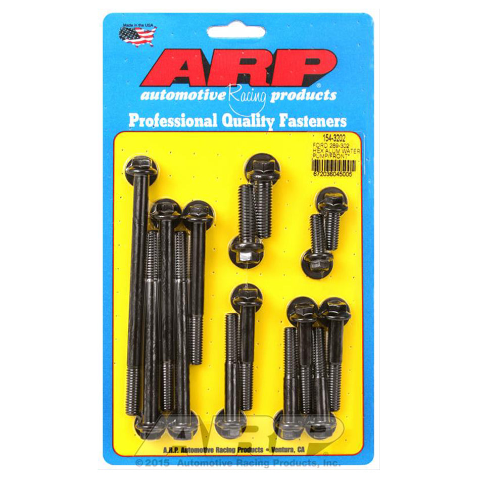 Auto Racing Products Engine Component Bolt Kit 6pt SBF 289/302 Alm Water Pump & T-Cover 154-3202