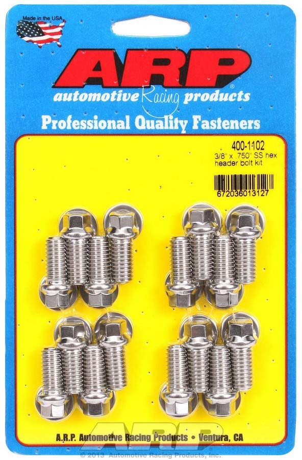 Auto Racing Products Exhaust Header S/S Header Bolt Kit - 3/8 x .750 UHL (16) 400-1102